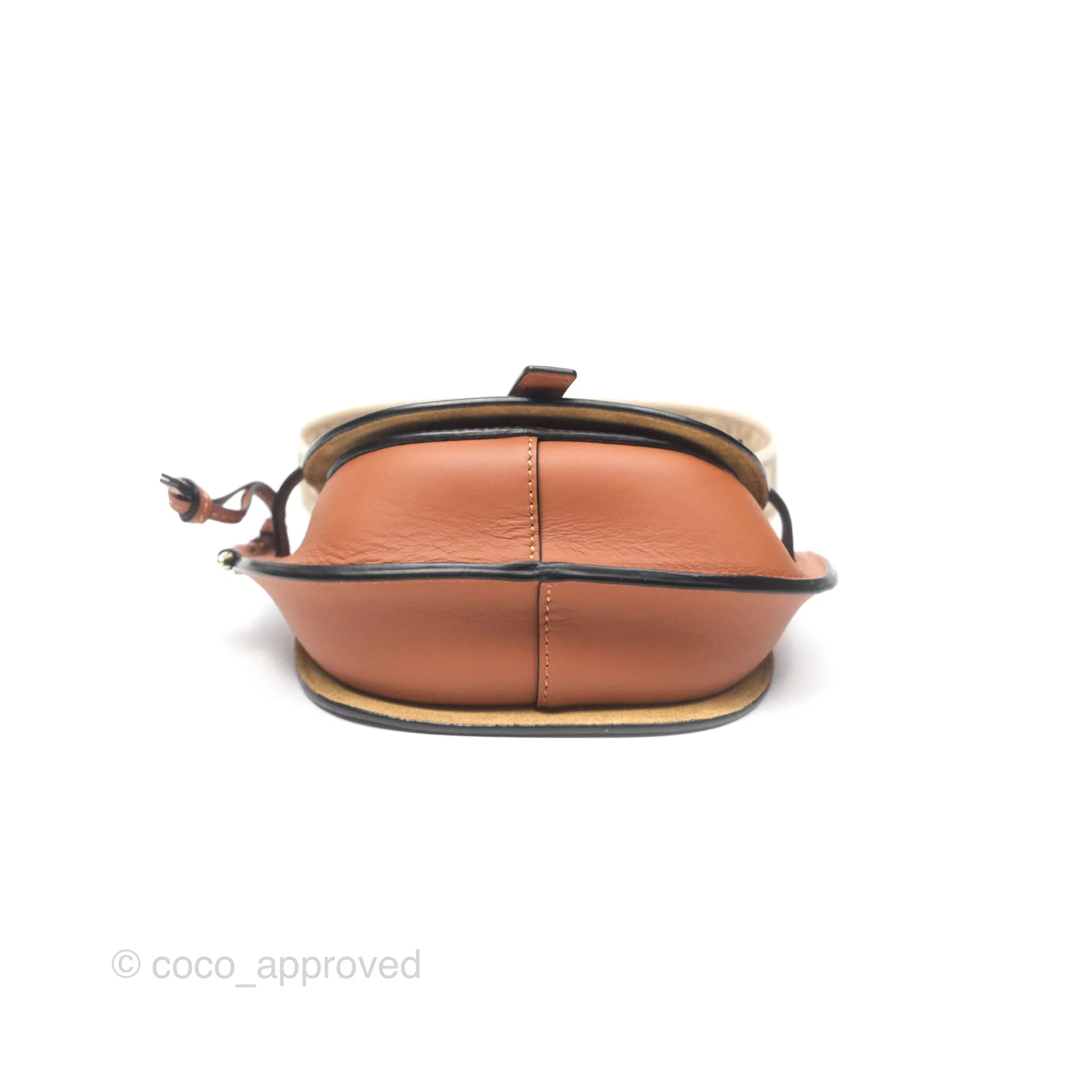 Loewe Mini Gate Dual Bag in Soft Calfskin & Jacquard Strap Tan