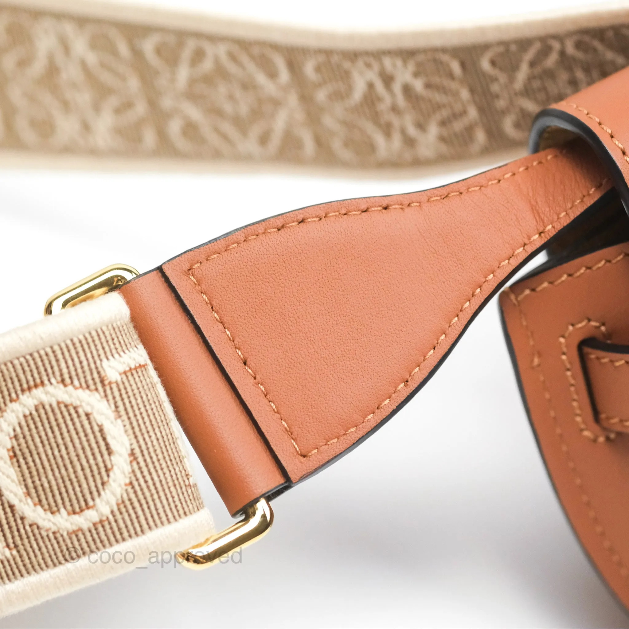 Loewe Mini Gate Dual Bag in Soft Calfskin & Jacquard Strap Tan