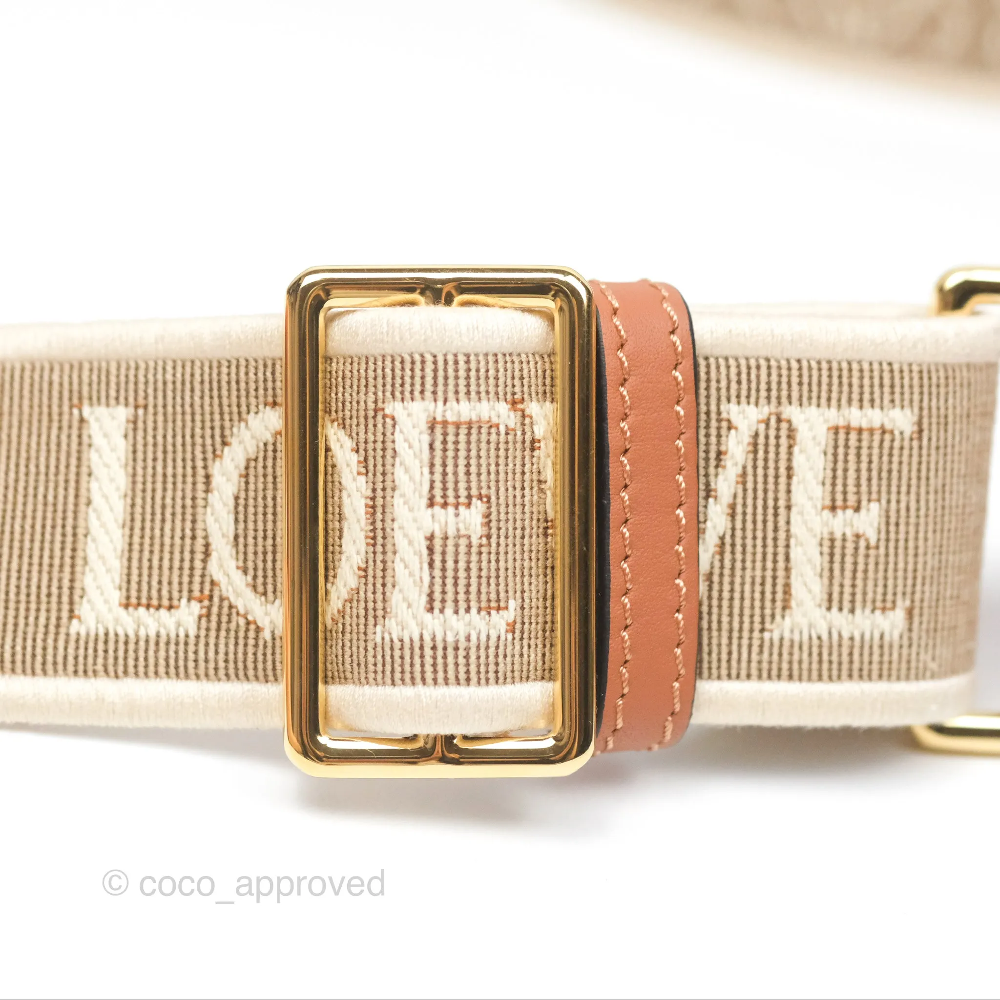Loewe Mini Gate Dual Bag in Soft Calfskin & Jacquard Strap Tan