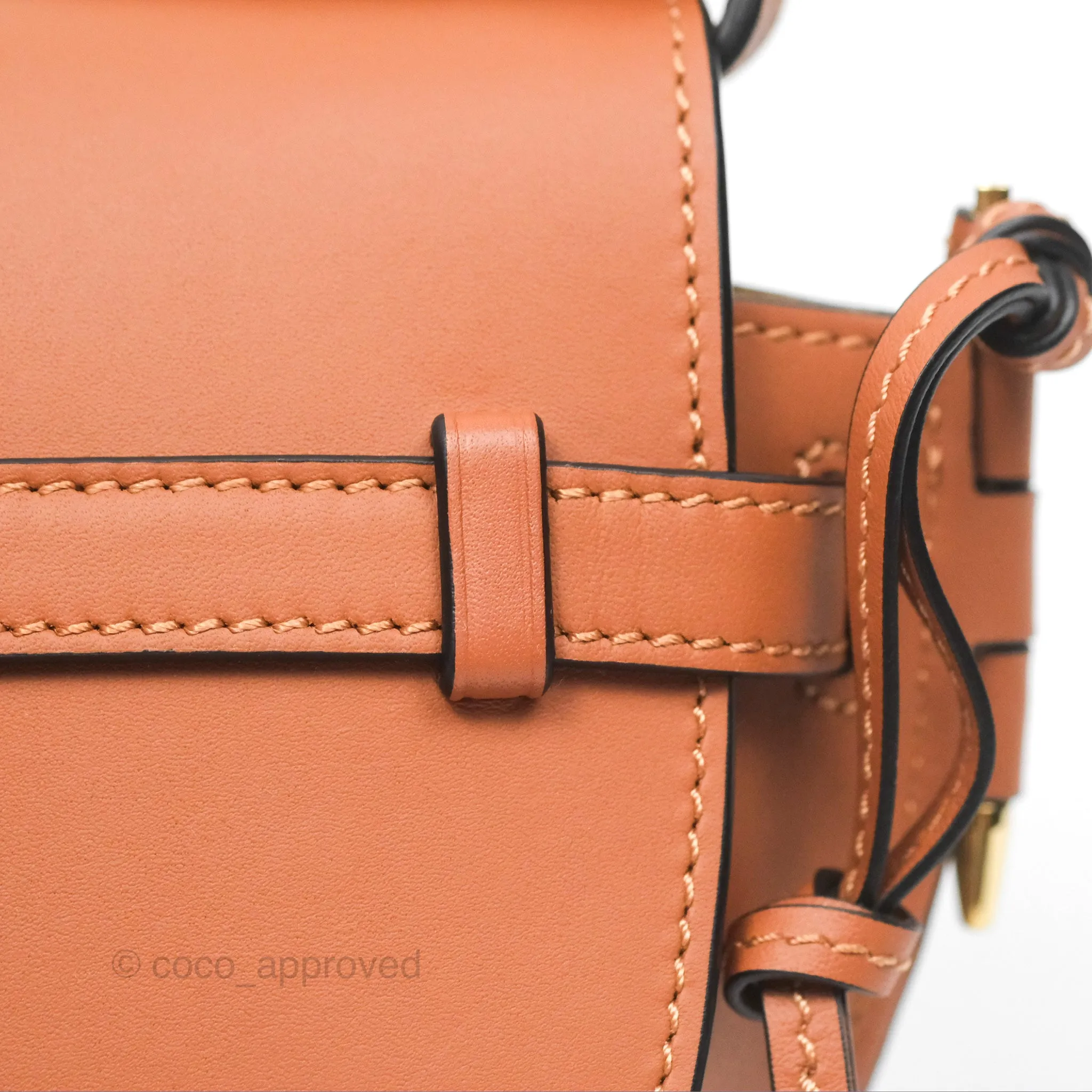 Loewe Mini Gate Dual Bag in Soft Calfskin & Jacquard Strap Tan