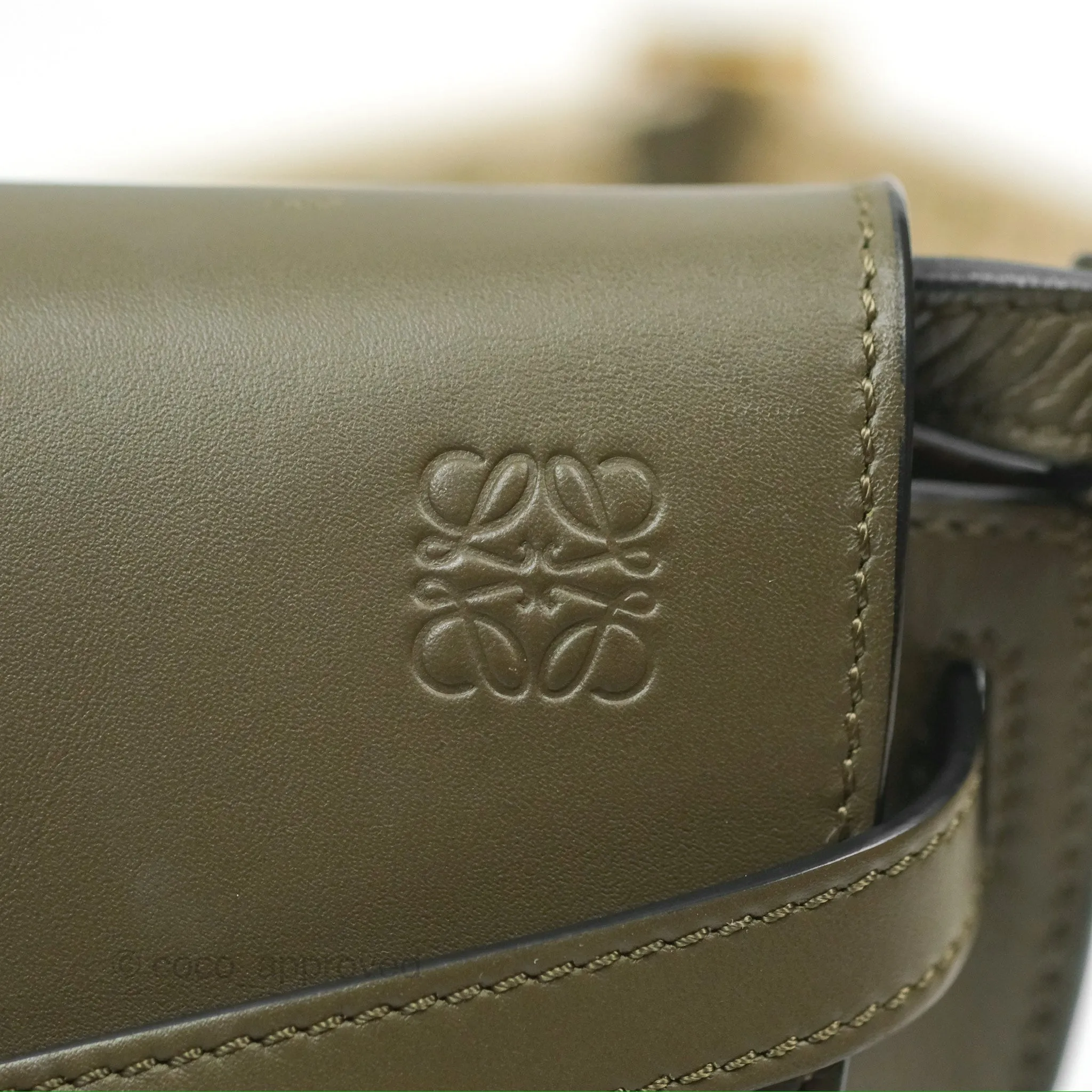 Loewe Mini Gate Dual Bag Soft Calfskin & Jacquard Strap Autumn Green