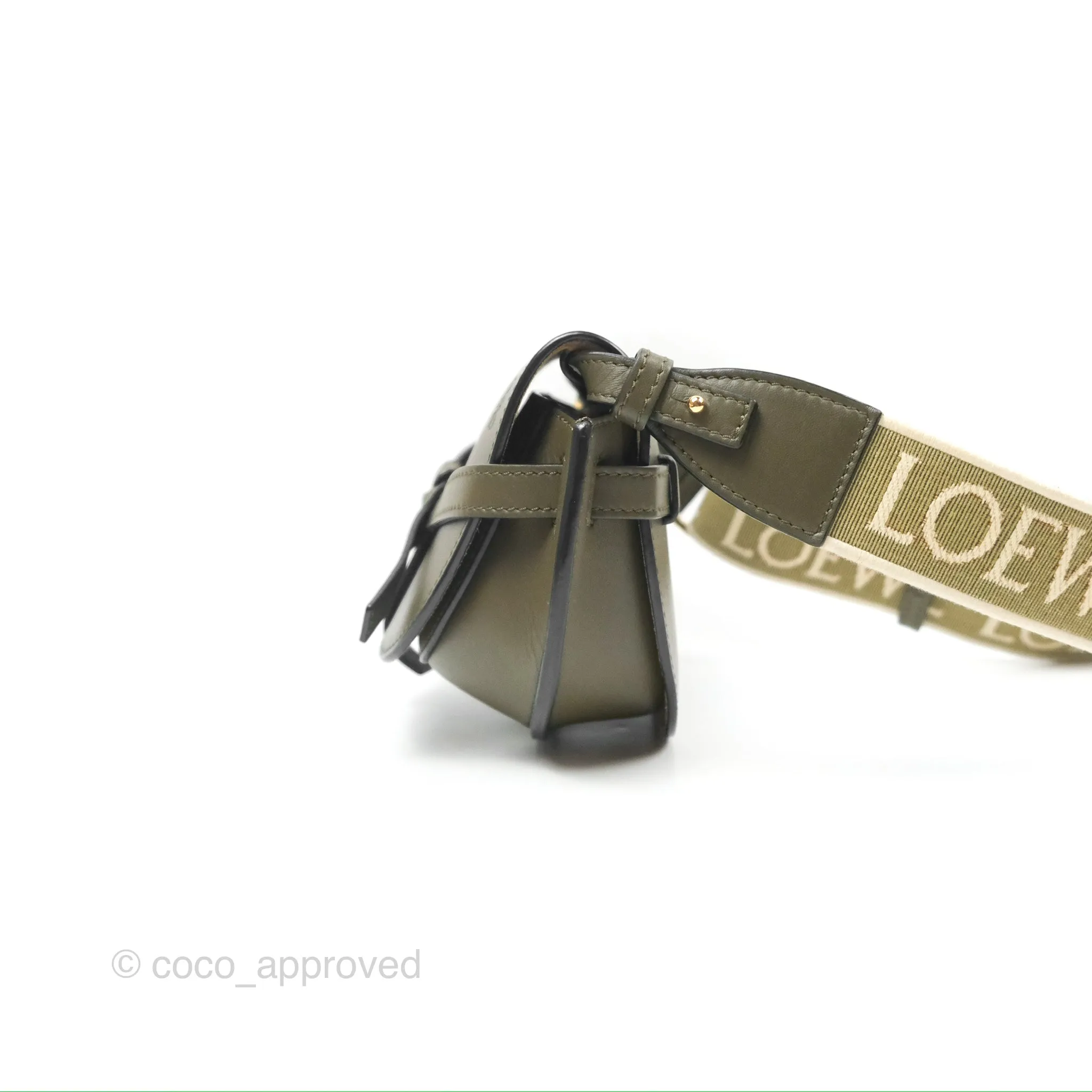 Loewe Mini Gate Dual Bag Soft Calfskin & Jacquard Strap Autumn Green