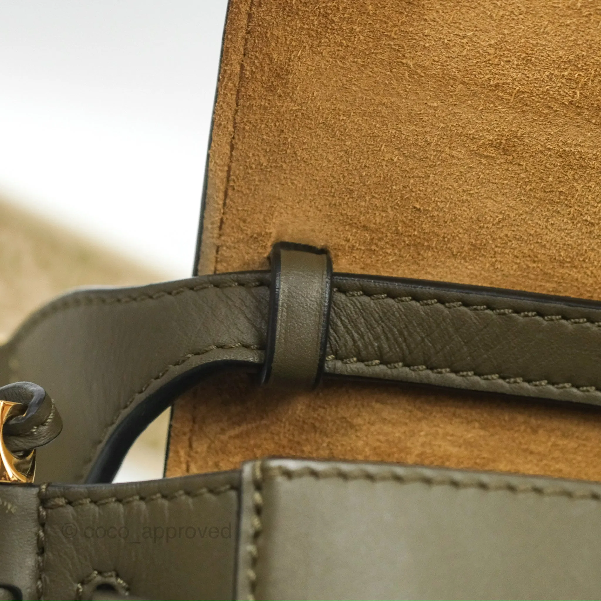 Loewe Mini Gate Dual Bag Soft Calfskin & Jacquard Strap Autumn Green