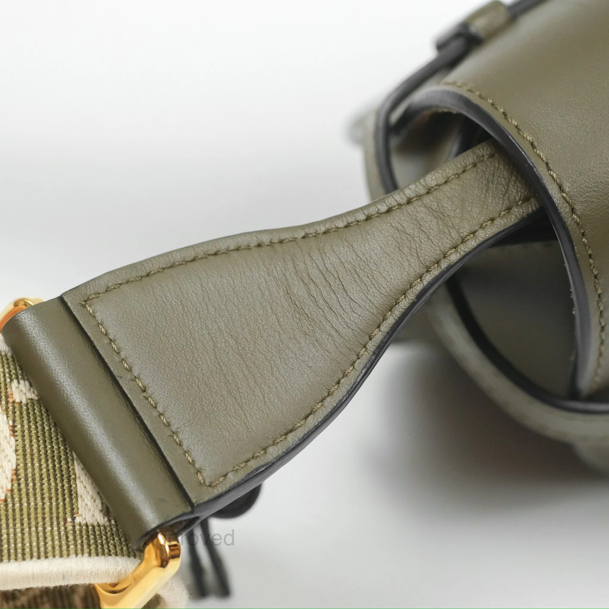 Loewe Mini Gate Dual Bag Soft Calfskin & Jacquard Strap Autumn Green