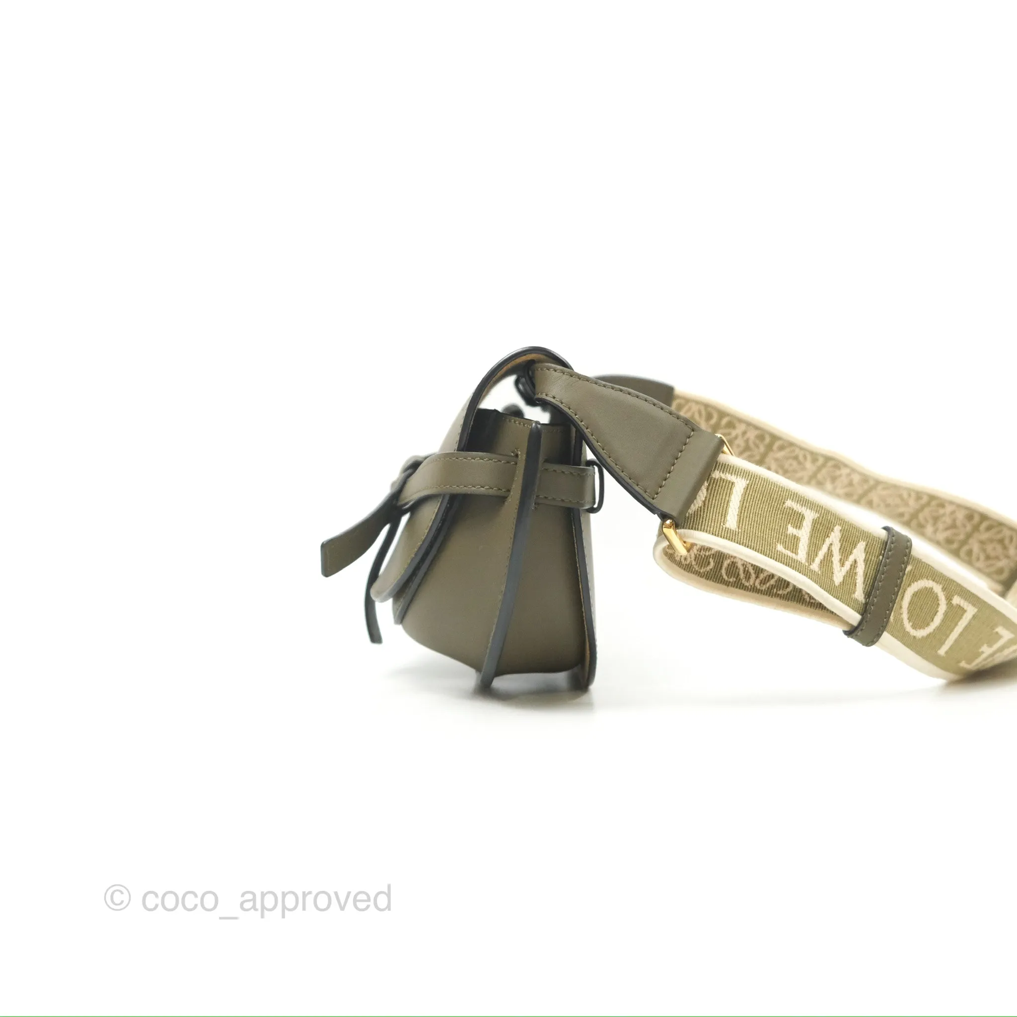 Loewe Mini Gate Dual Bag Soft Calfskin & Jacquard Strap Autumn Green