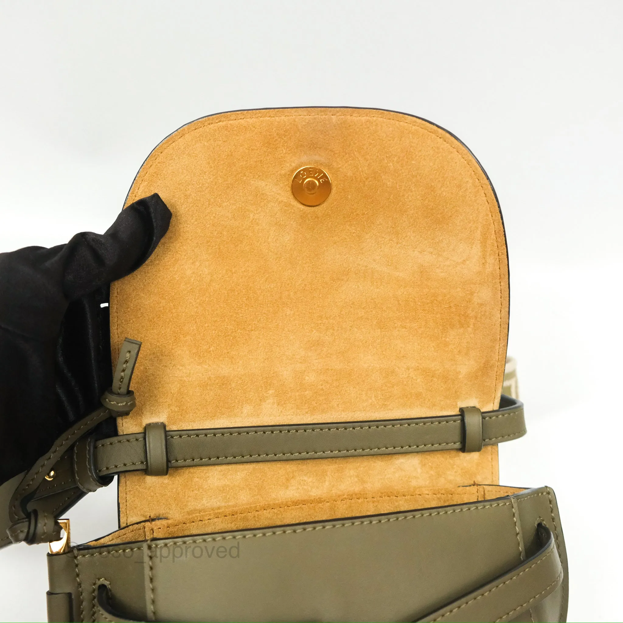 Loewe Mini Gate Dual Bag Soft Calfskin & Jacquard Strap Autumn Green