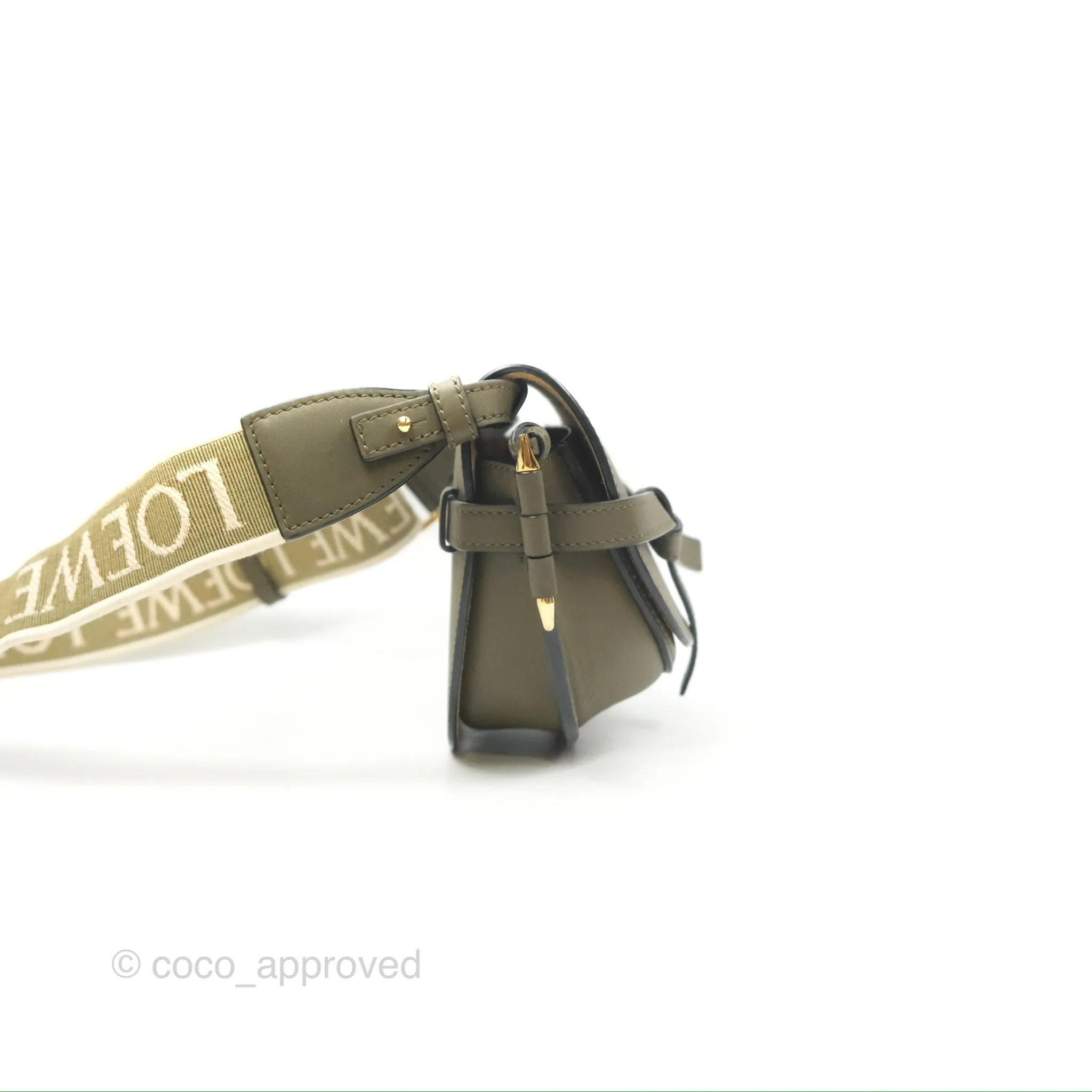 Loewe Mini Gate Dual Bag Soft Calfskin & Jacquard Strap Autumn Green