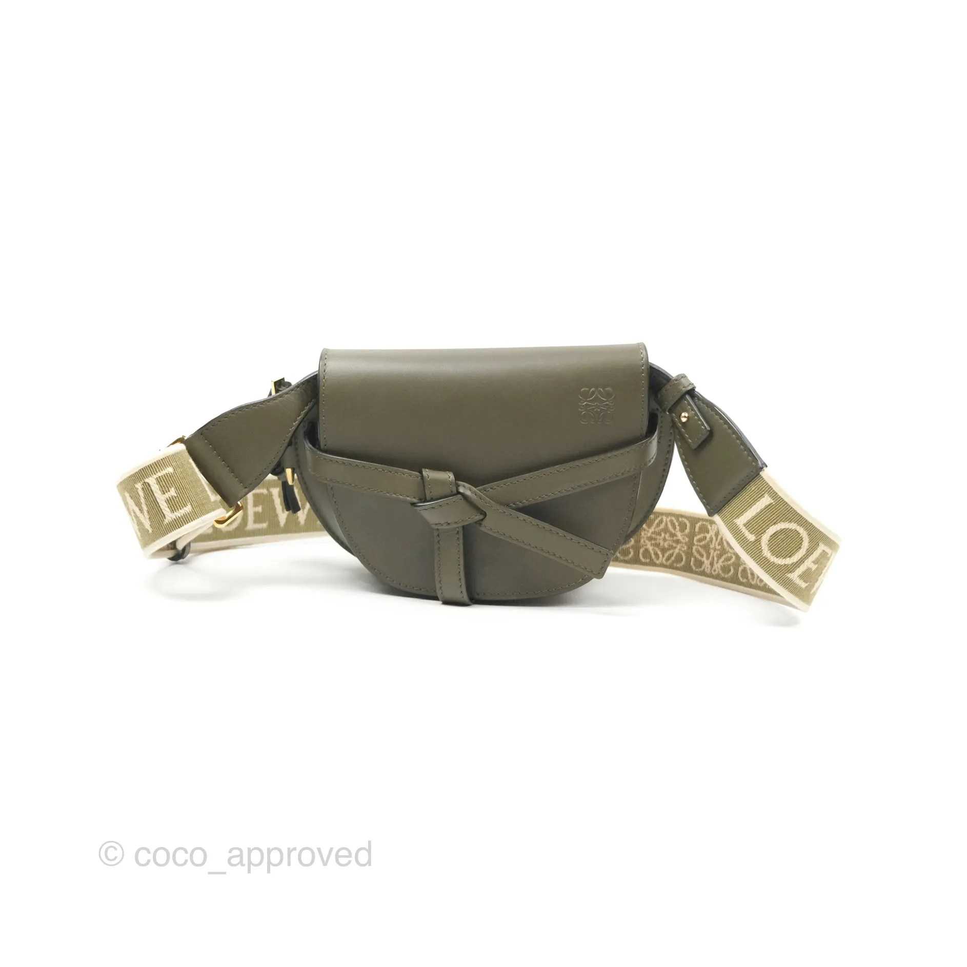 Loewe Mini Gate Dual Bag Soft Calfskin & Jacquard Strap Autumn Green