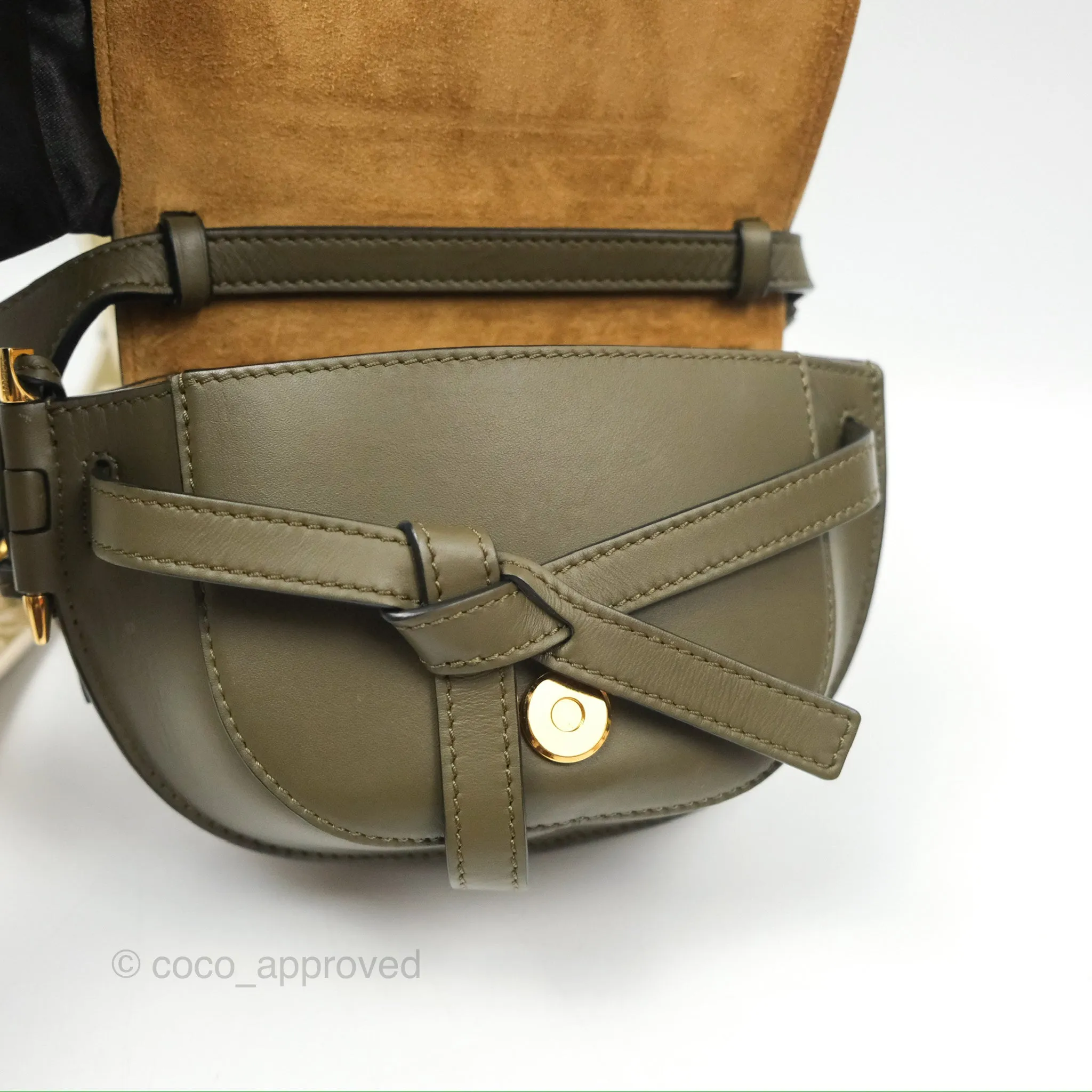 Loewe Mini Gate Dual Bag Soft Calfskin & Jacquard Strap Autumn Green