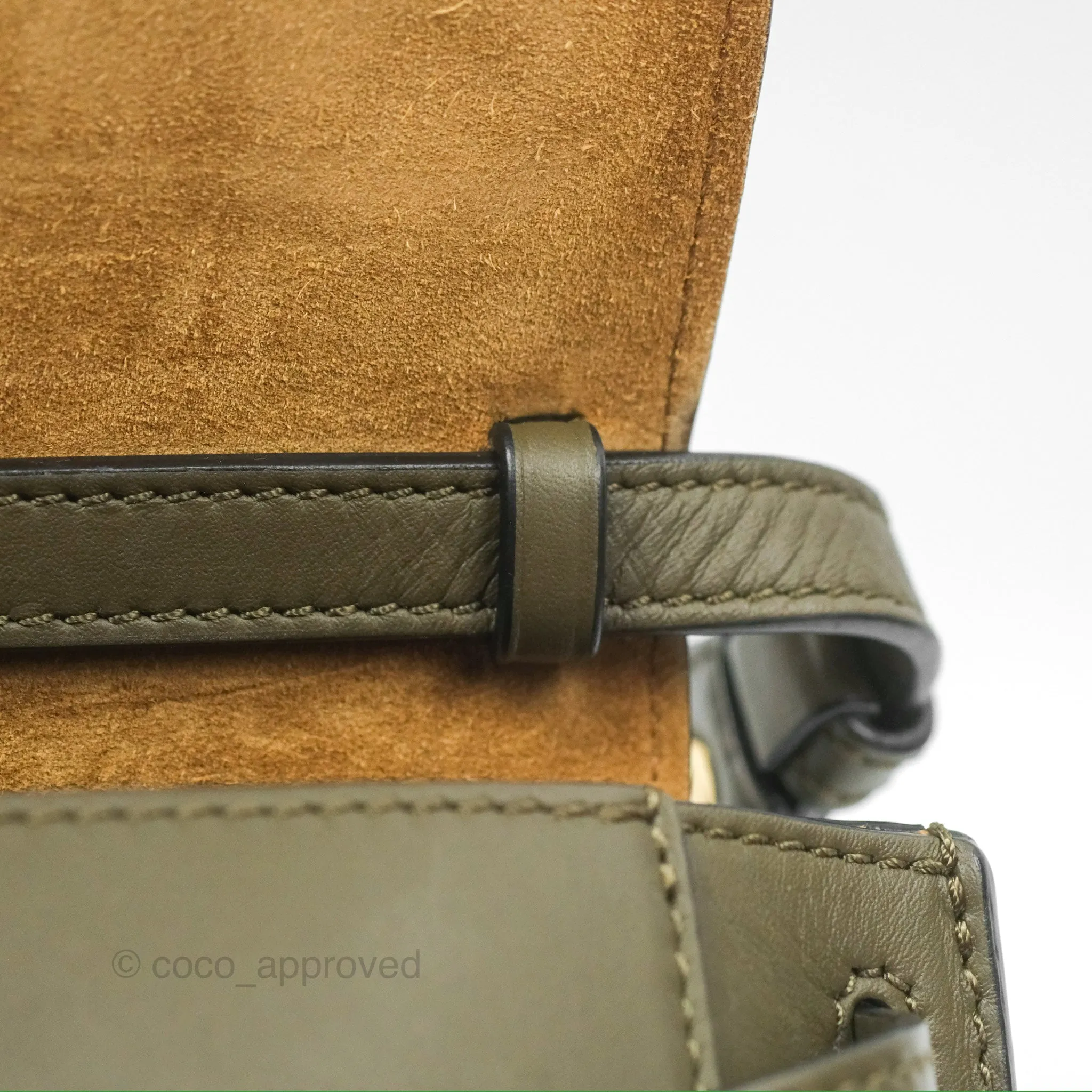 Loewe Mini Gate Dual Bag Soft Calfskin & Jacquard Strap Autumn Green