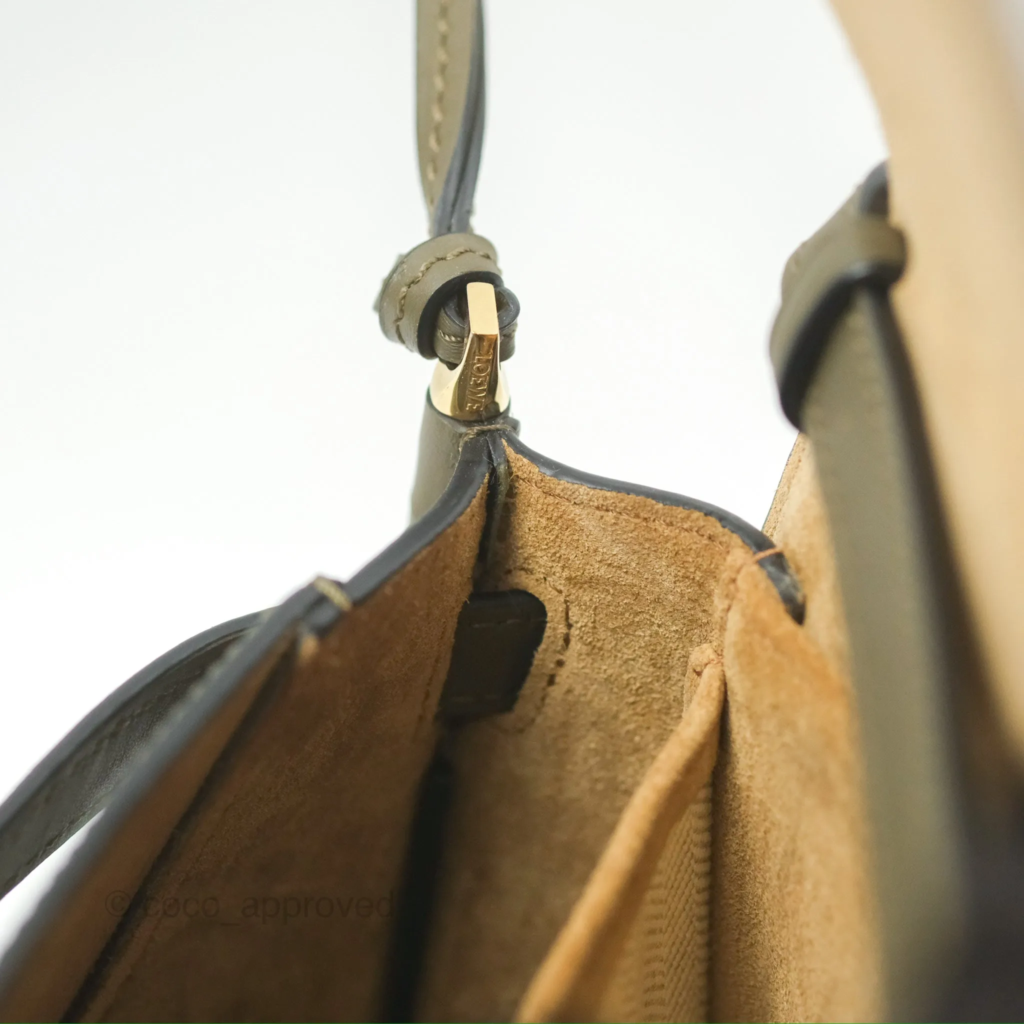 Loewe Mini Gate Dual Bag Soft Calfskin & Jacquard Strap Autumn Green