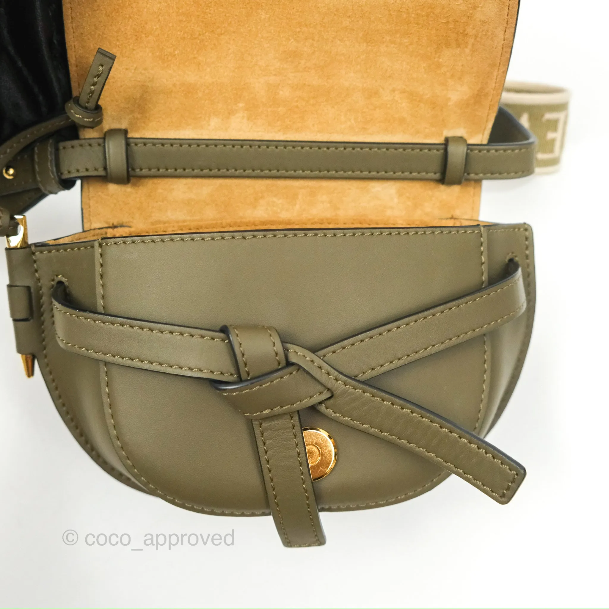 Loewe Mini Gate Dual Bag Soft Calfskin & Jacquard Strap Autumn Green