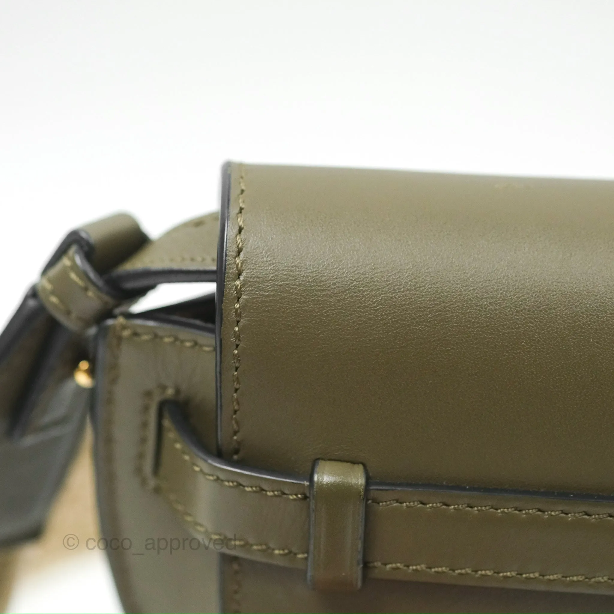 Loewe Mini Gate Dual Bag Soft Calfskin & Jacquard Strap Autumn Green