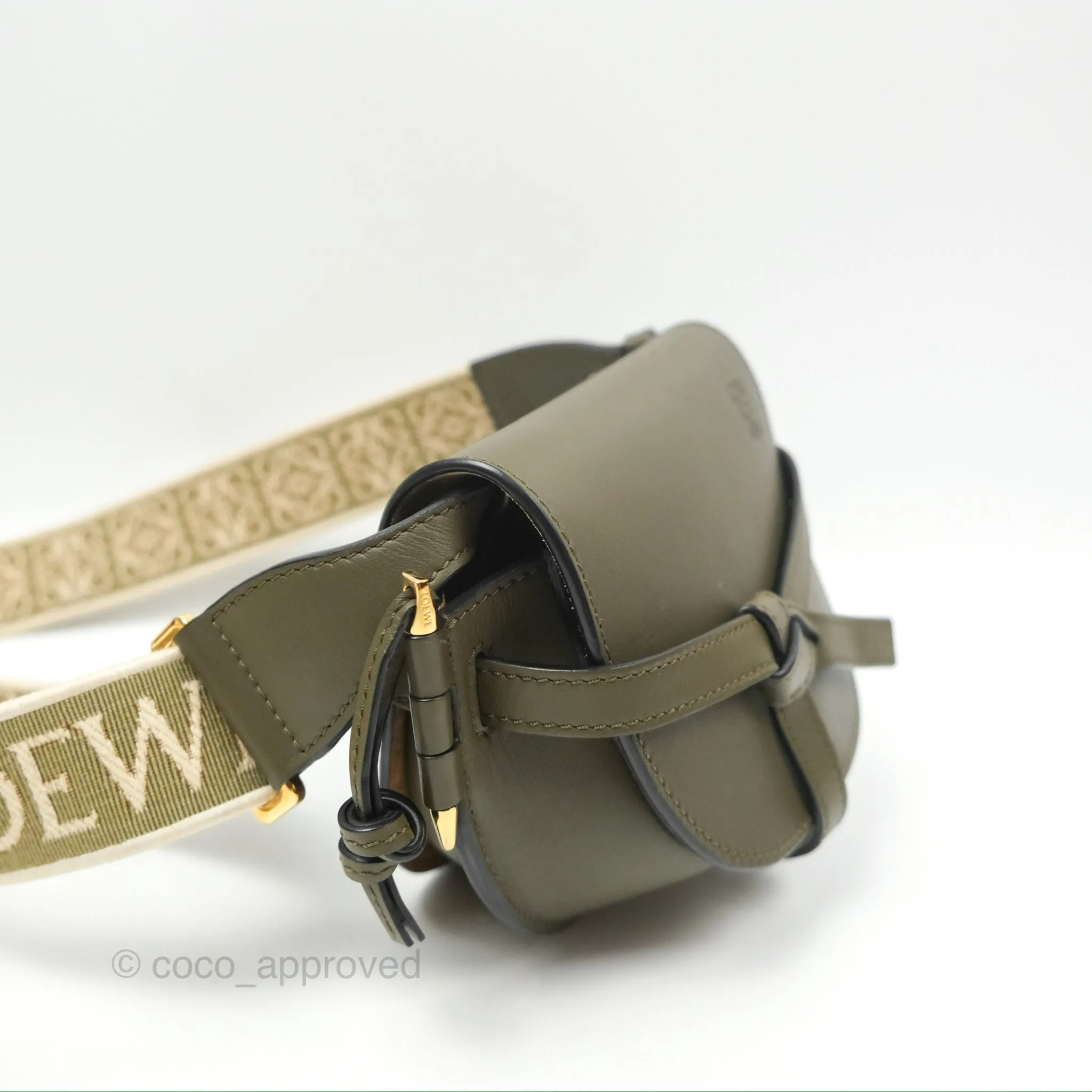Loewe Mini Gate Dual Bag Soft Calfskin & Jacquard Strap Autumn Green