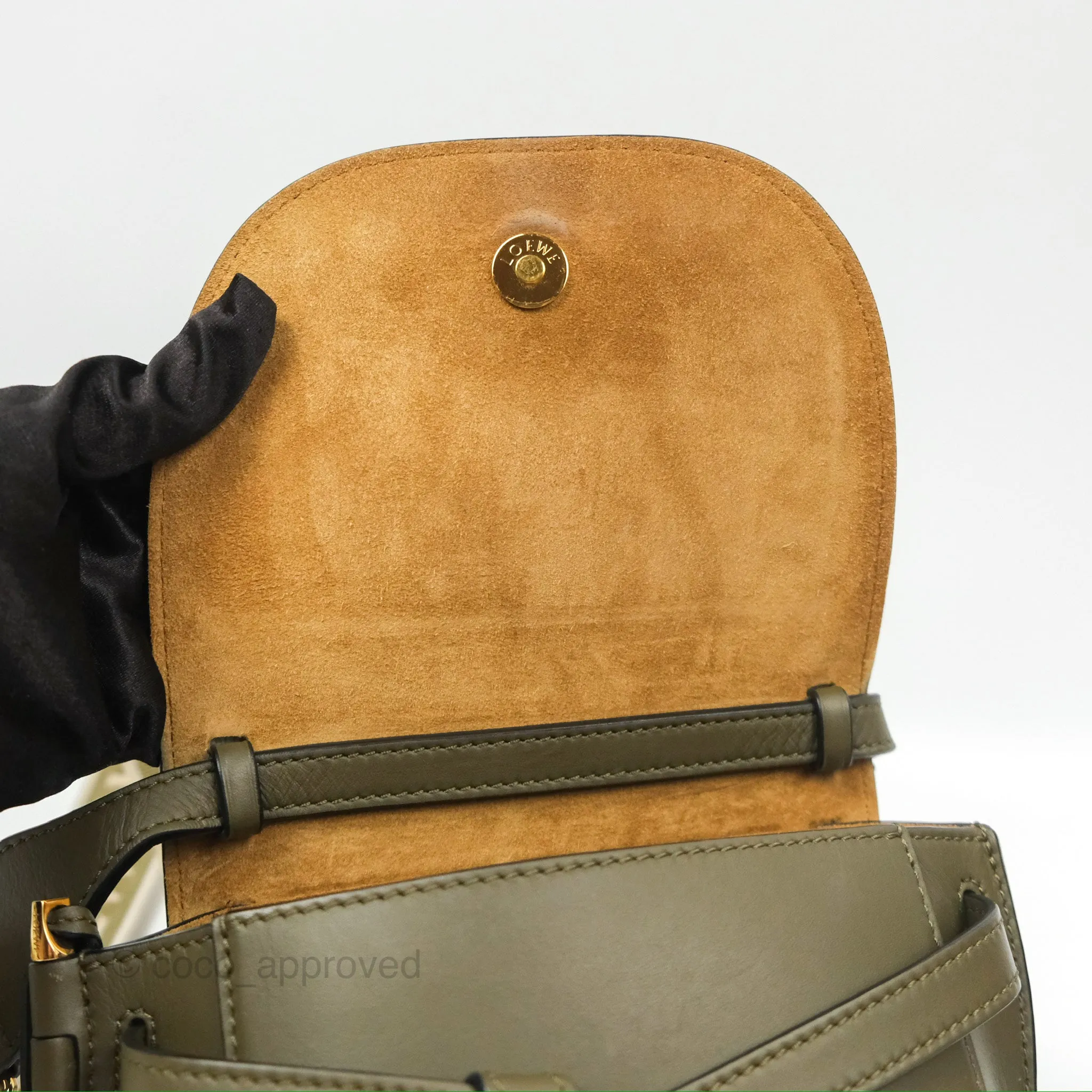 Loewe Mini Gate Dual Bag Soft Calfskin & Jacquard Strap Autumn Green