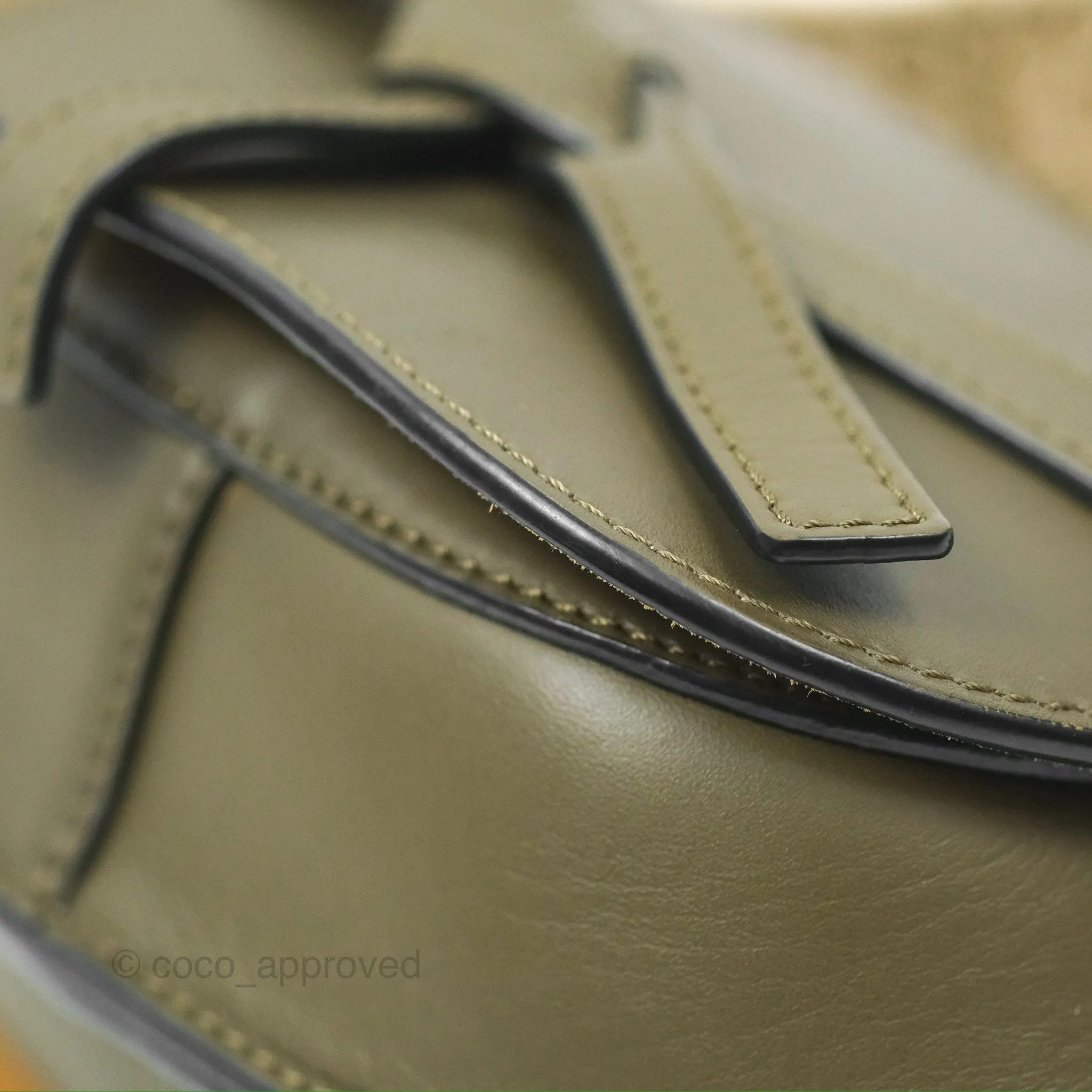 Loewe Mini Gate Dual Bag Soft Calfskin & Jacquard Strap Autumn Green