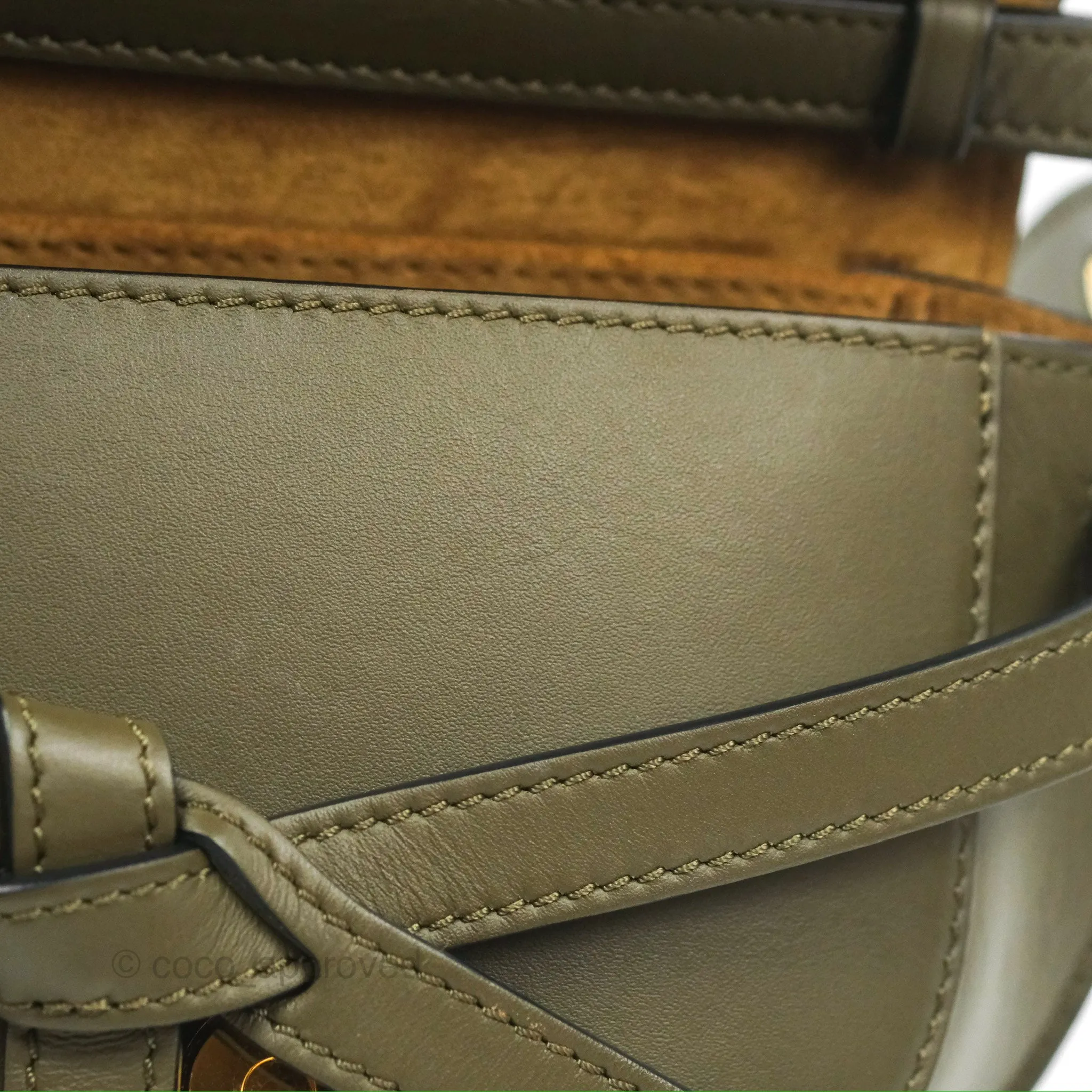 Loewe Mini Gate Dual Bag Soft Calfskin & Jacquard Strap Autumn Green