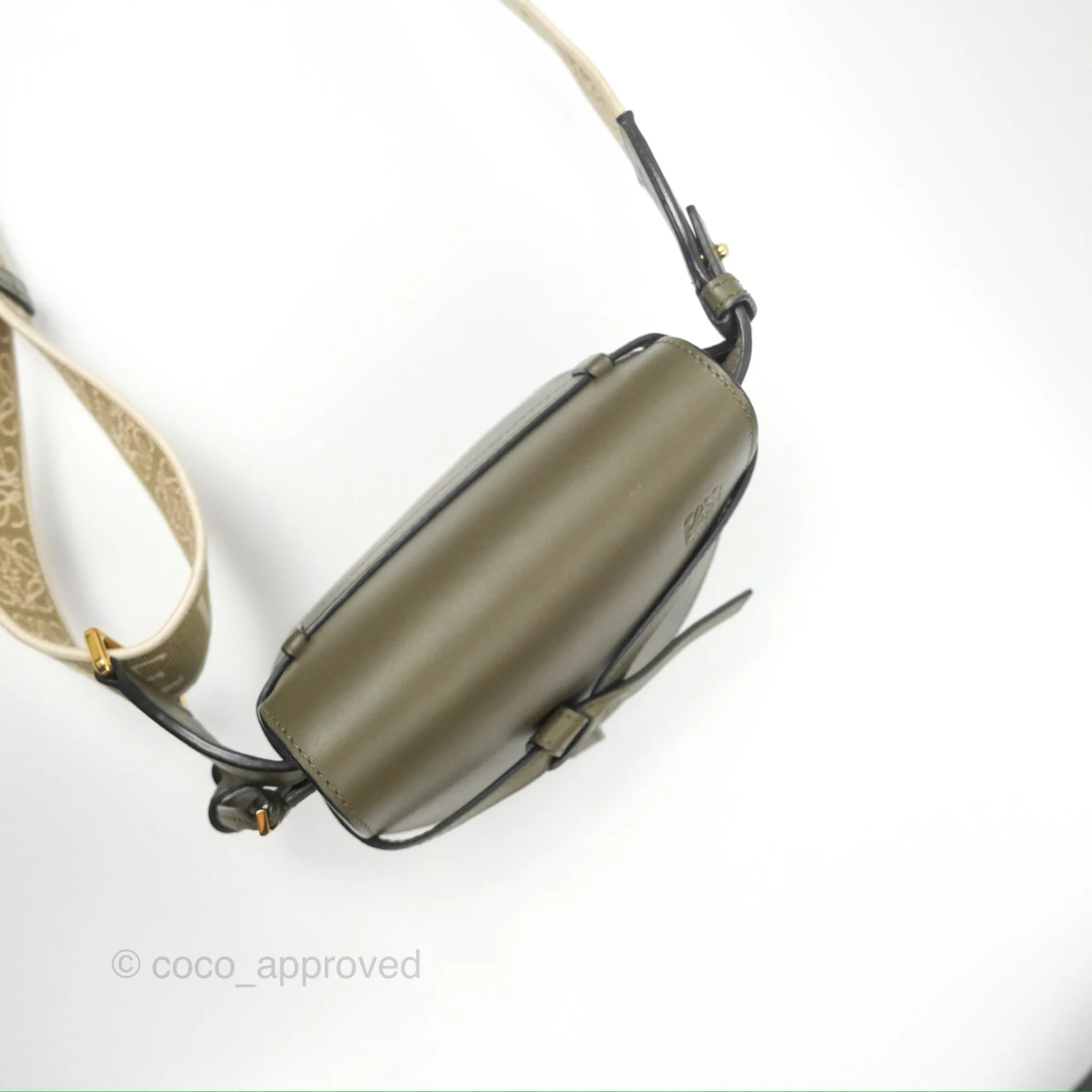 Loewe Mini Gate Dual Bag Soft Calfskin & Jacquard Strap Autumn Green