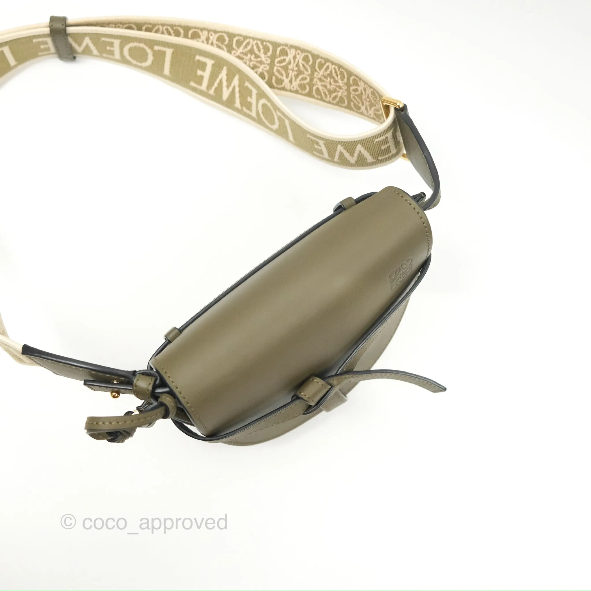 Loewe Mini Gate Dual Bag Soft Calfskin & Jacquard Strap Autumn Green
