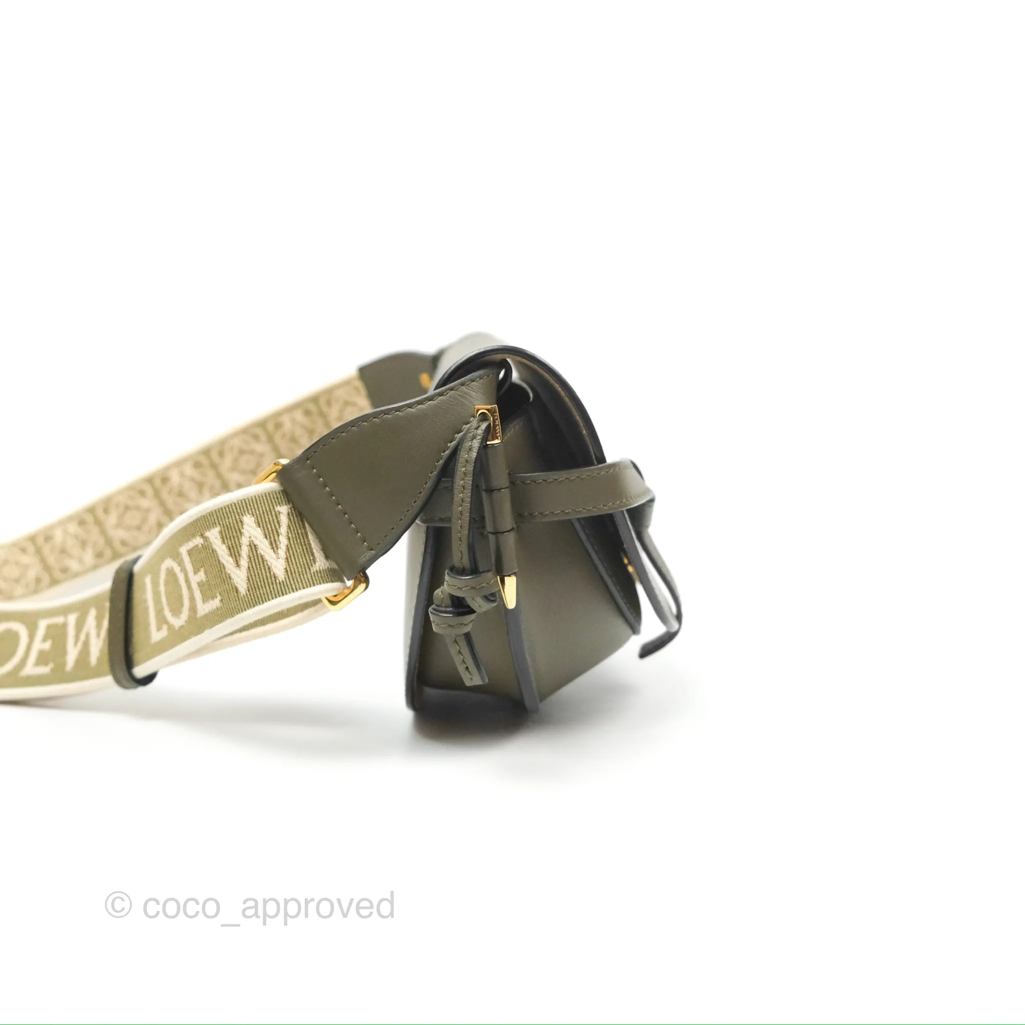 Loewe Mini Gate Dual Bag Soft Calfskin & Jacquard Strap Autumn Green