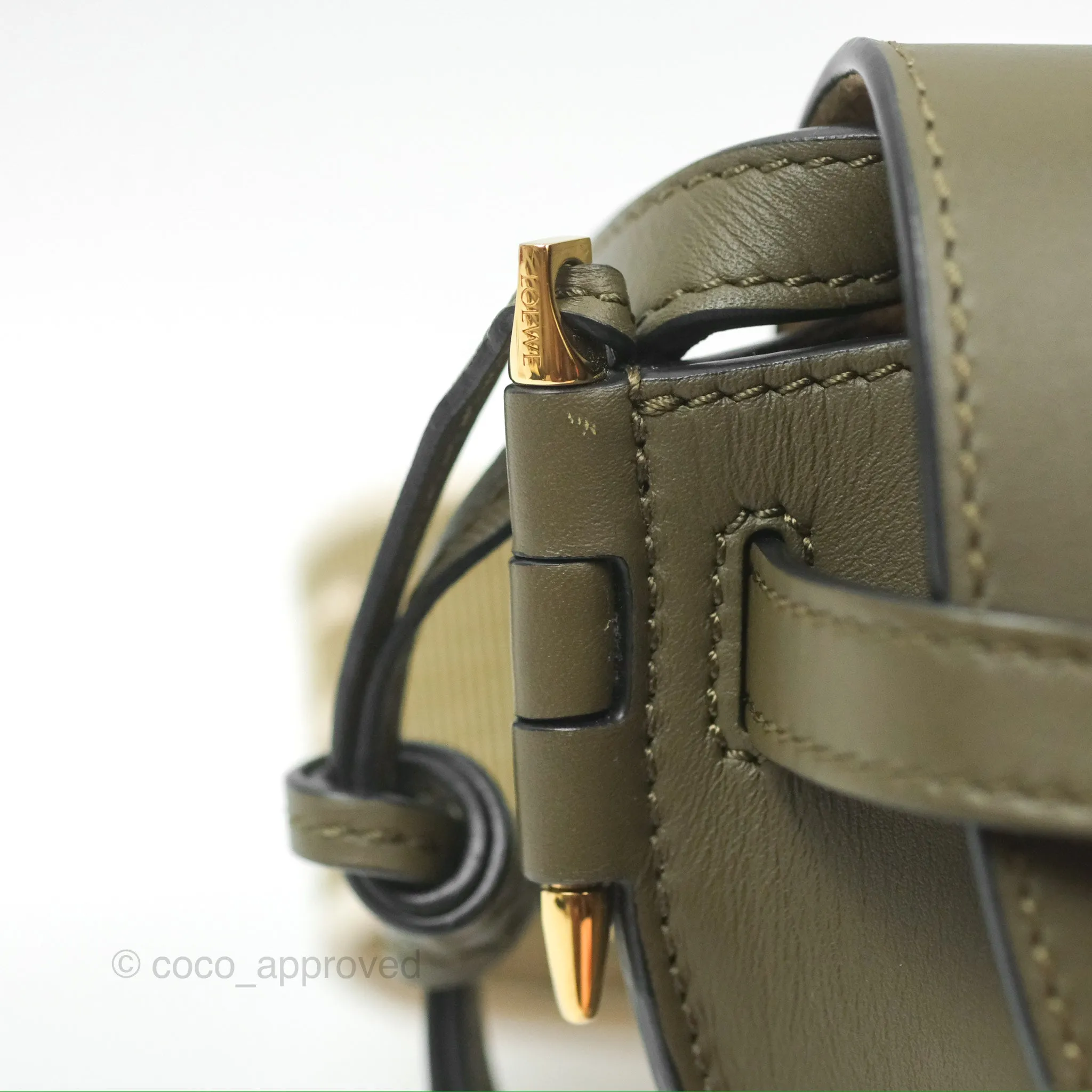 Loewe Mini Gate Dual Bag Soft Calfskin & Jacquard Strap Autumn Green