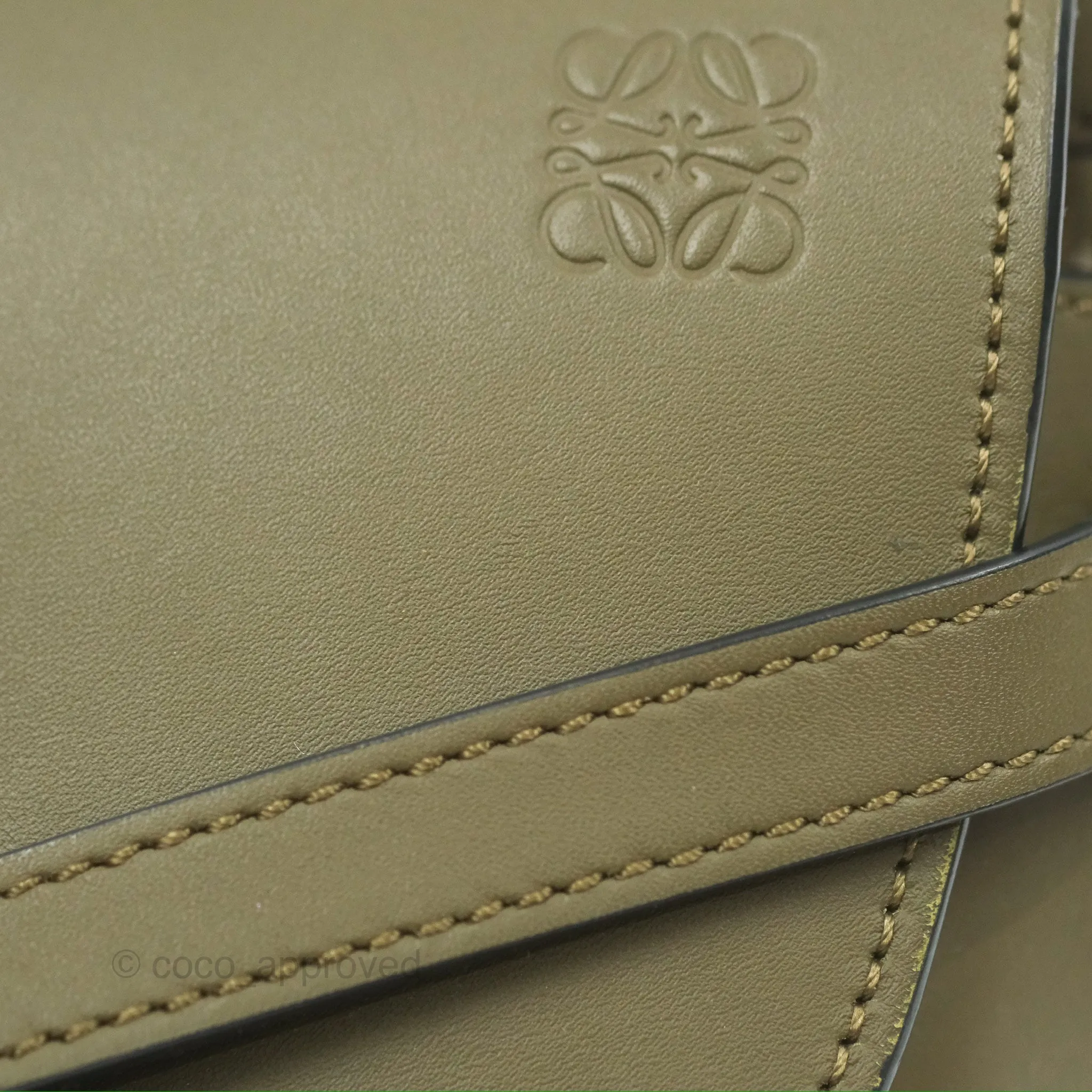 Loewe Mini Gate Dual Bag Soft Calfskin & Jacquard Strap Autumn Green