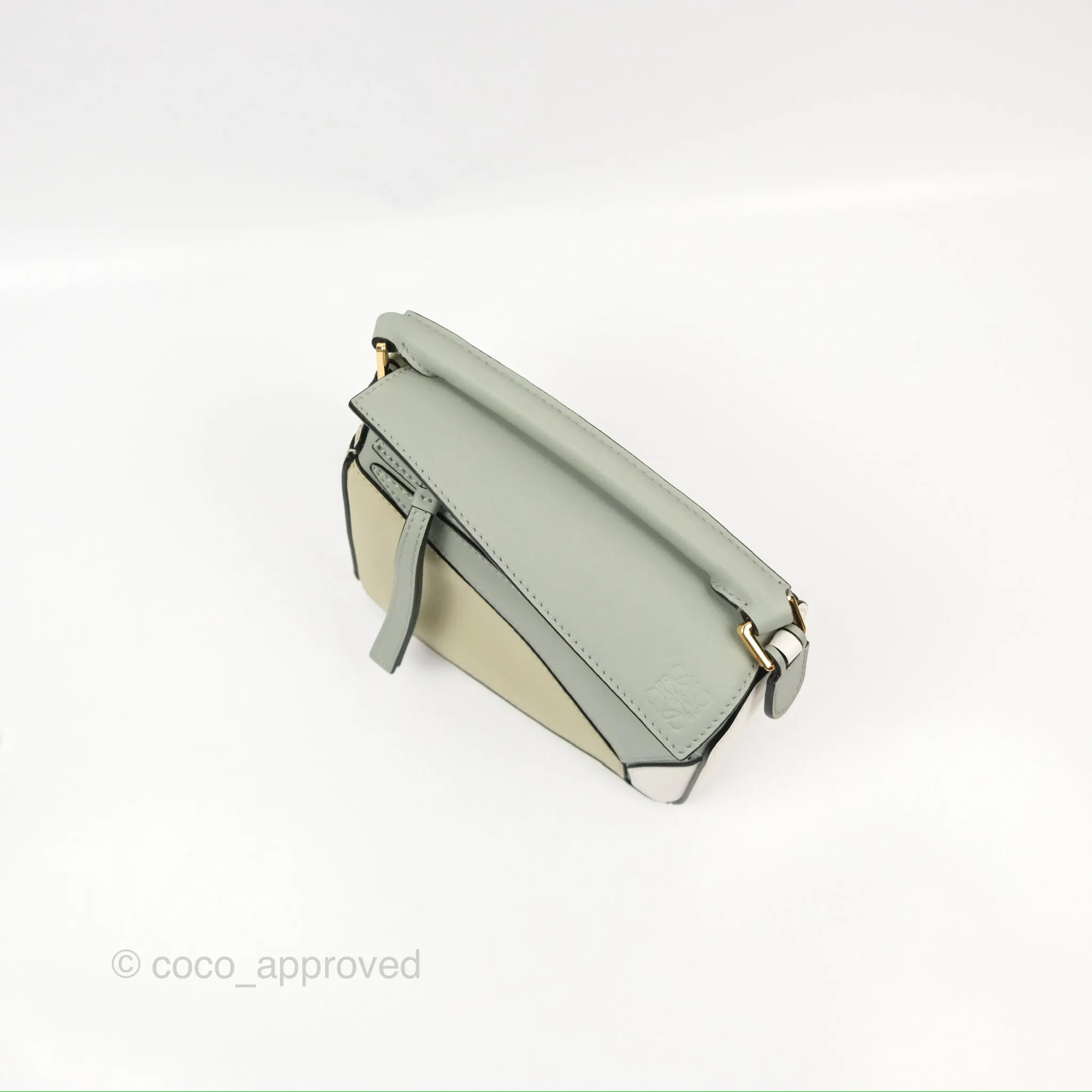 Loewe Mini Puzzle Bag Ash Green Calfskin