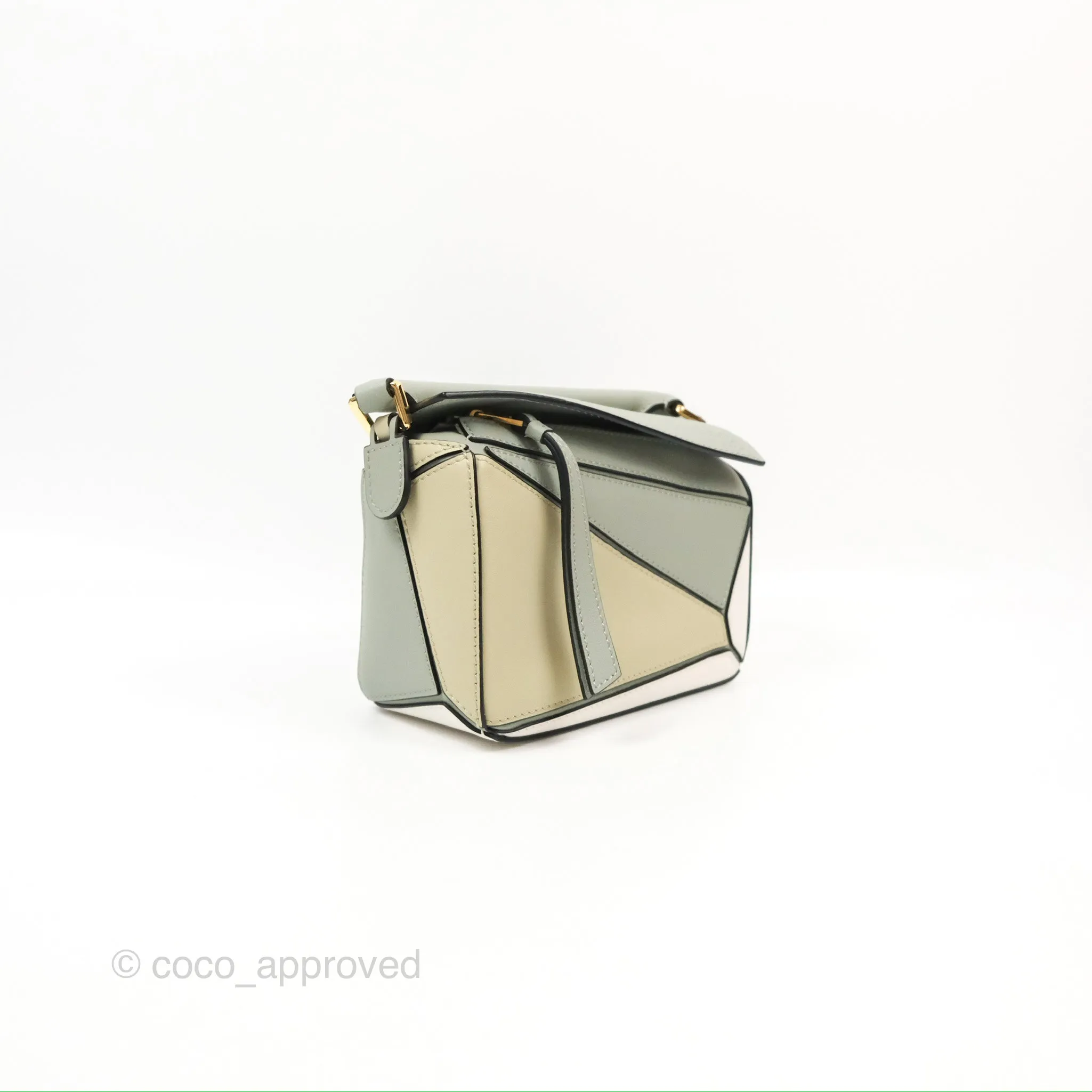 Loewe Mini Puzzle Bag Ash Green Calfskin