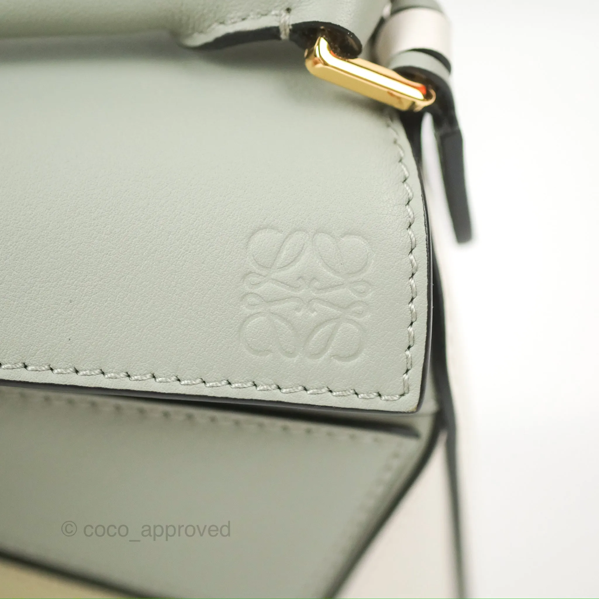 Loewe Mini Puzzle Bag Ash Green Calfskin