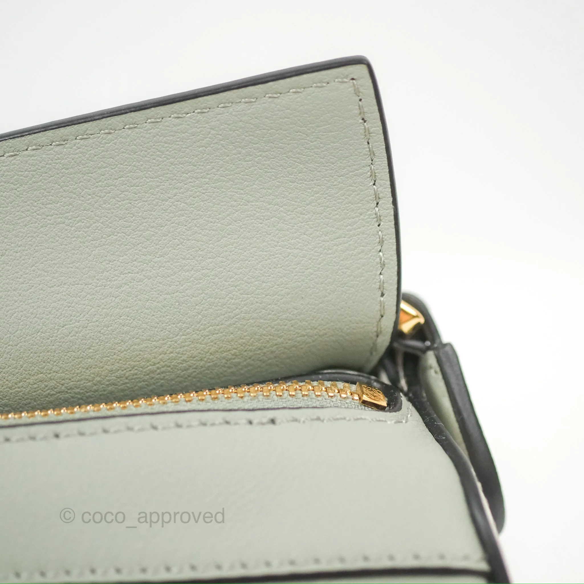 Loewe Mini Puzzle Bag Ash Green Calfskin