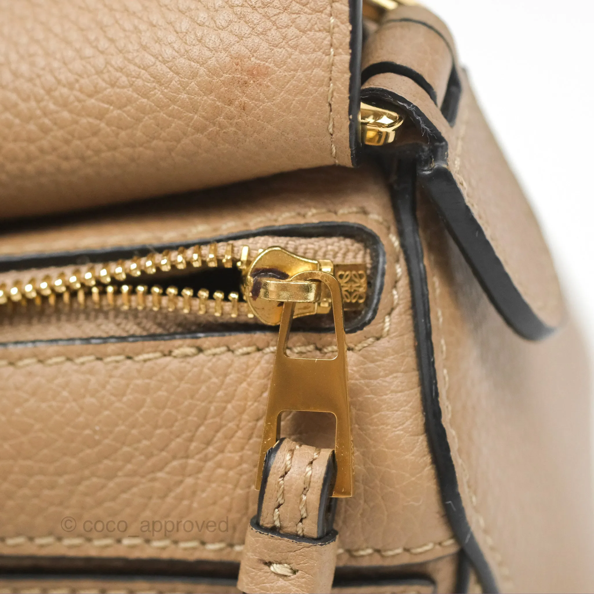 Loewe Mini Puzzle Bag Sand Calfskin Gold Hardware