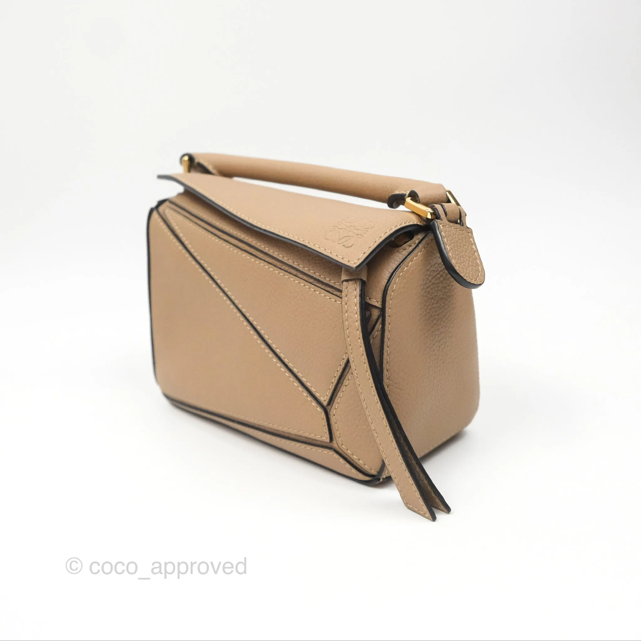 Loewe Mini Puzzle Bag Sand Calfskin Gold Hardware