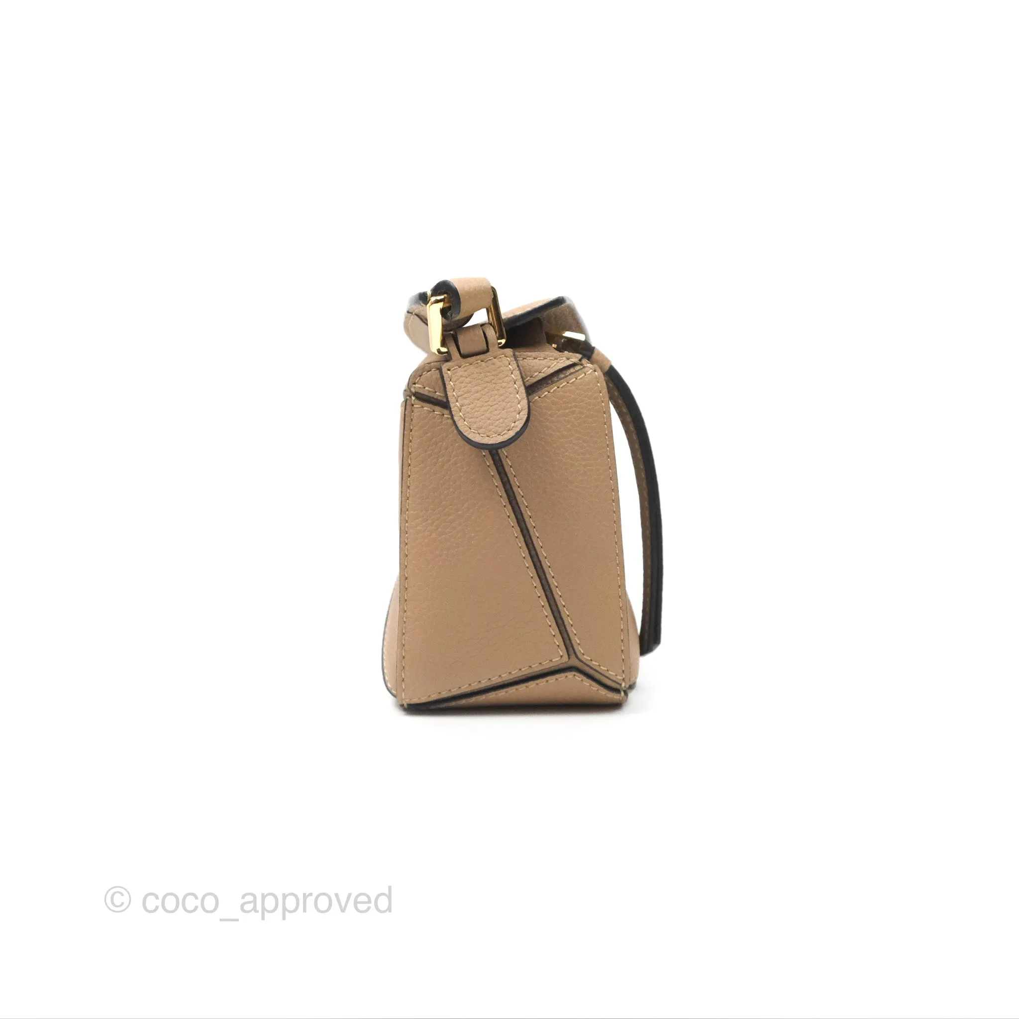 Loewe Mini Puzzle Bag Sand Calfskin Gold Hardware