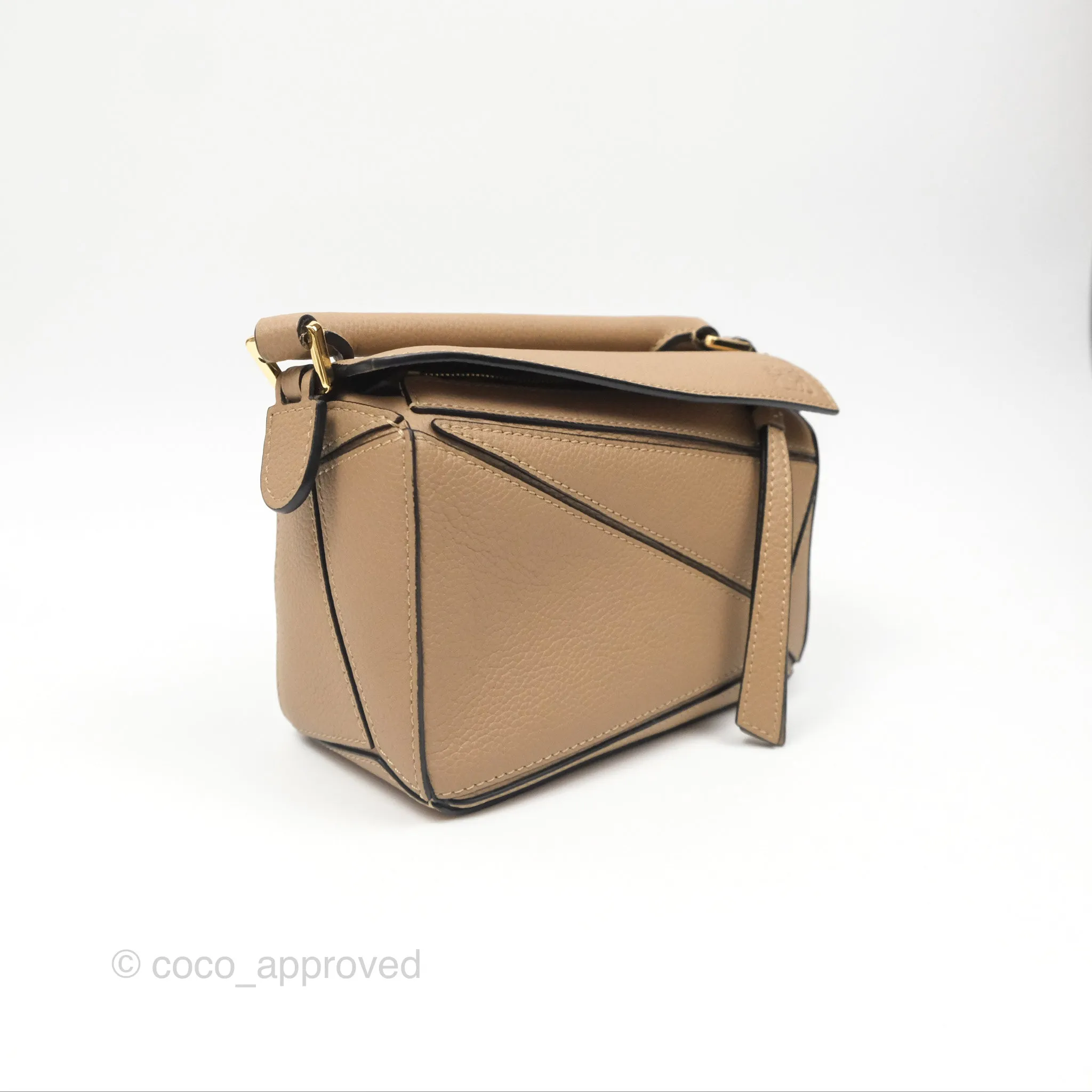 Loewe Mini Puzzle Bag Sand Calfskin Gold Hardware