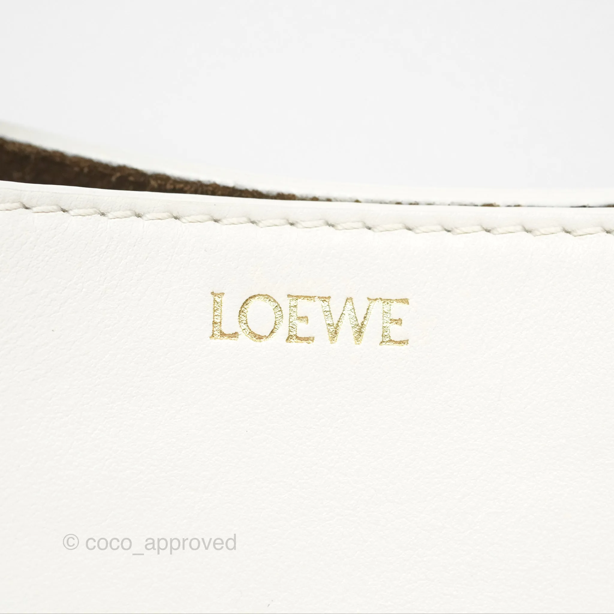 Loewe Mini Puzzle Fold Tote In Shiny Calfskin Soft White/ Paper Craft