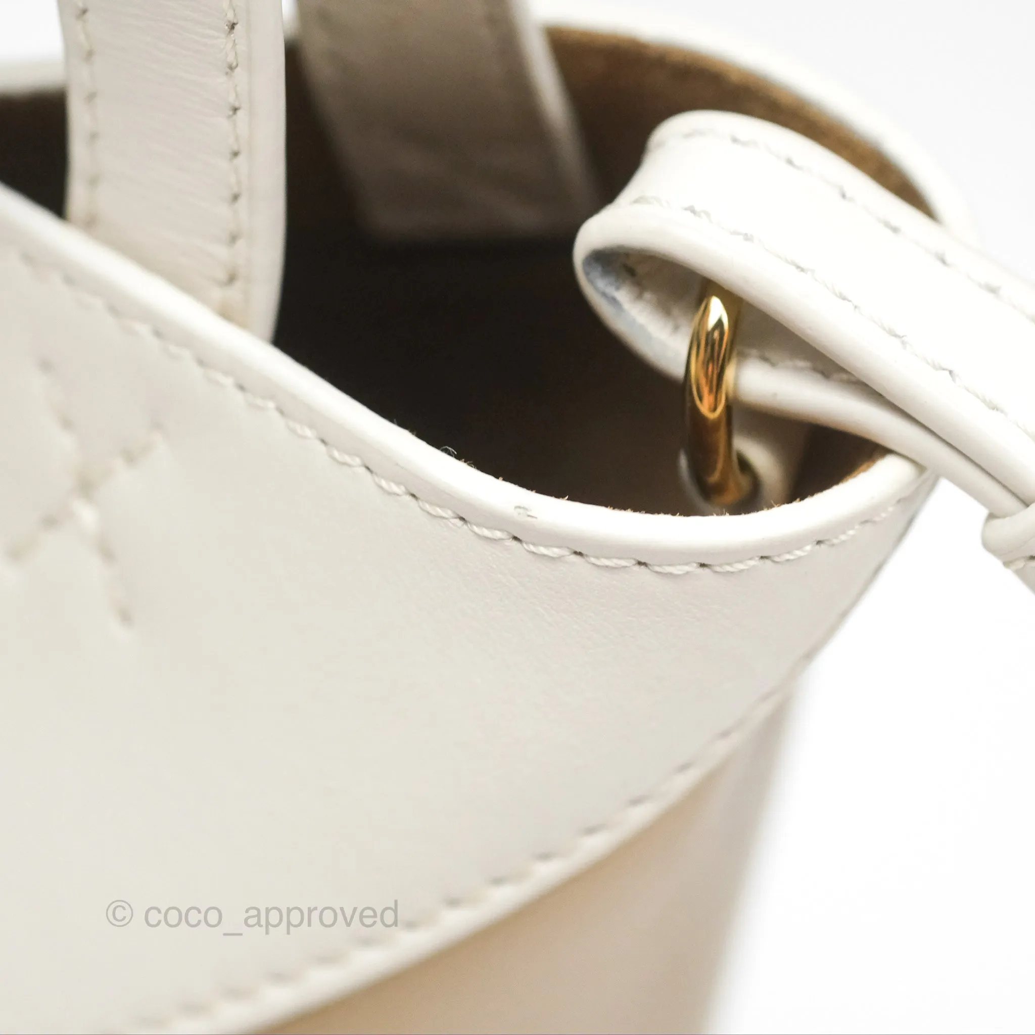 Loewe Mini Puzzle Fold Tote In Shiny Calfskin Soft White/ Paper Craft