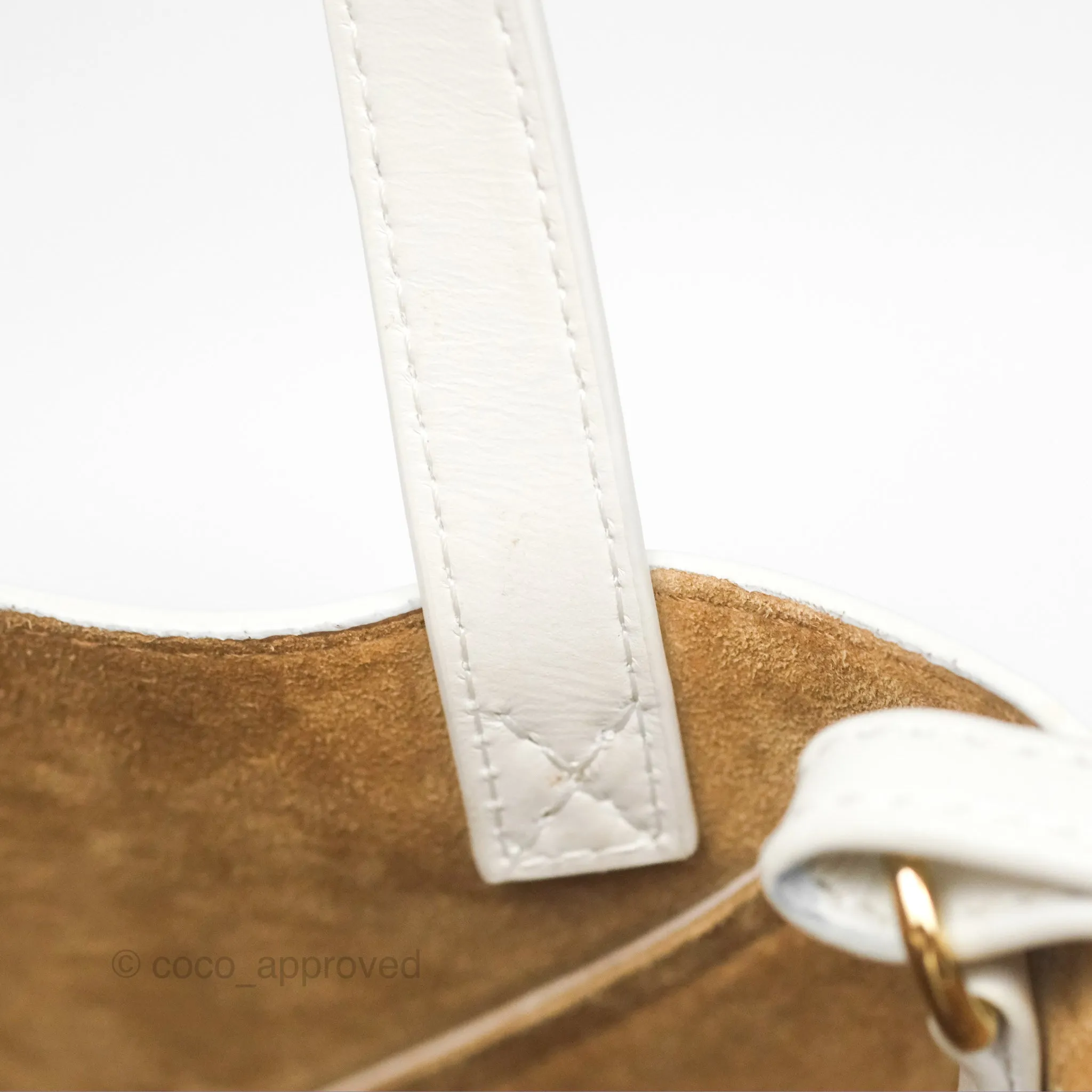 Loewe Mini Puzzle Fold Tote In Shiny Calfskin Soft White/ Paper Craft