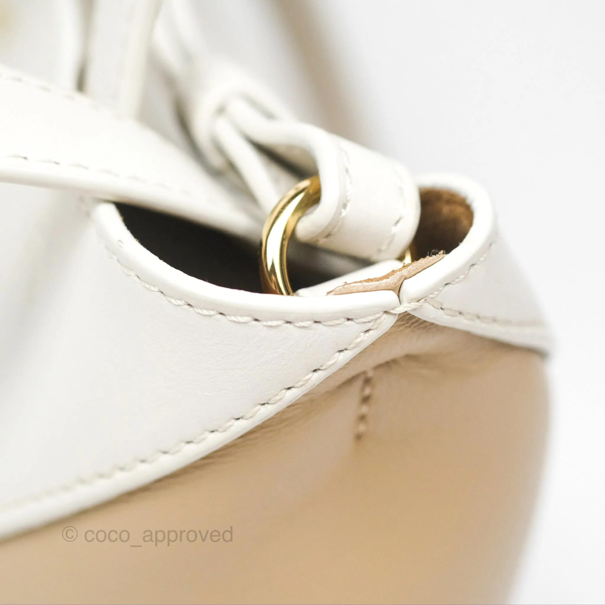 Loewe Mini Puzzle Fold Tote In Shiny Calfskin Soft White/ Paper Craft