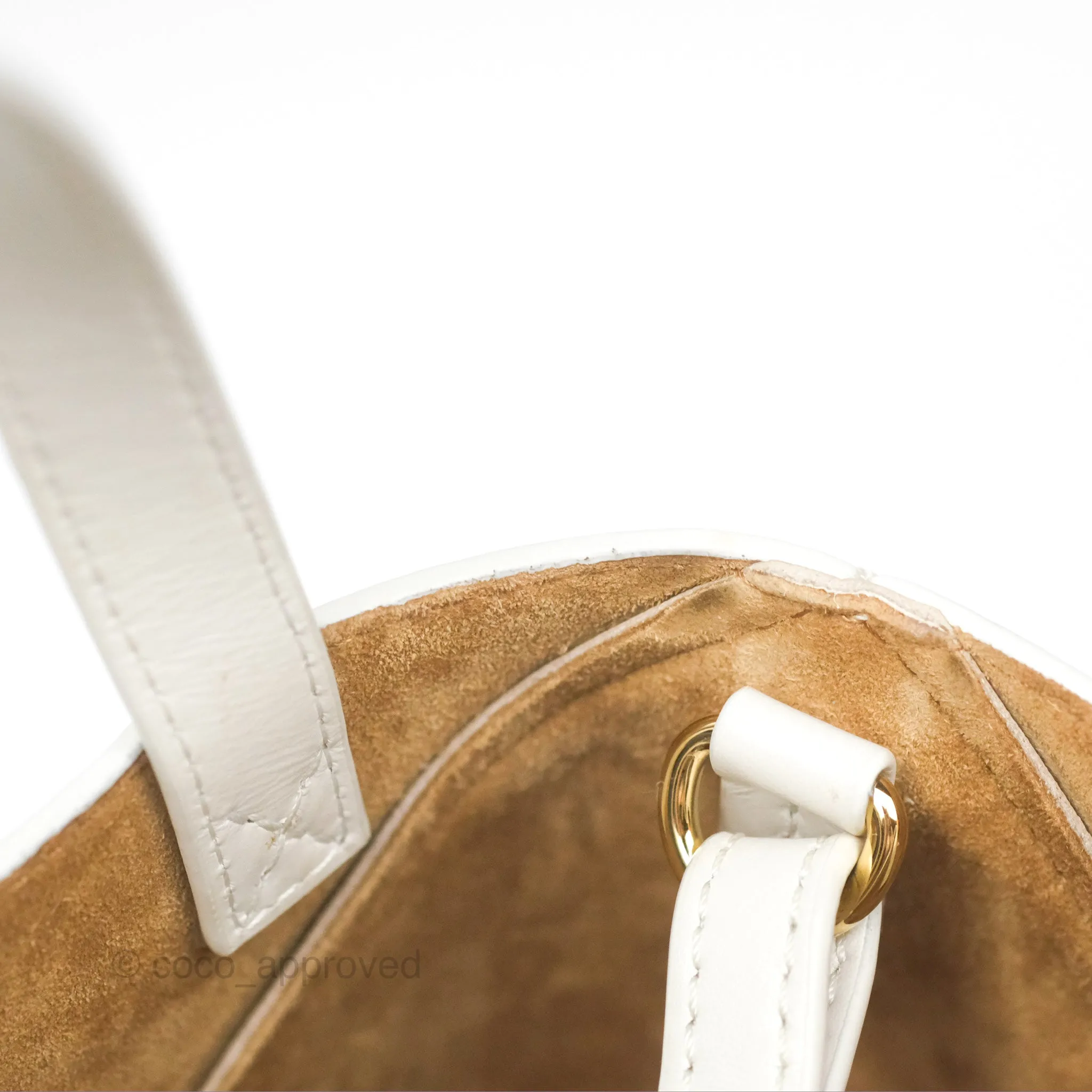Loewe Mini Puzzle Fold Tote In Shiny Calfskin Soft White/ Paper Craft