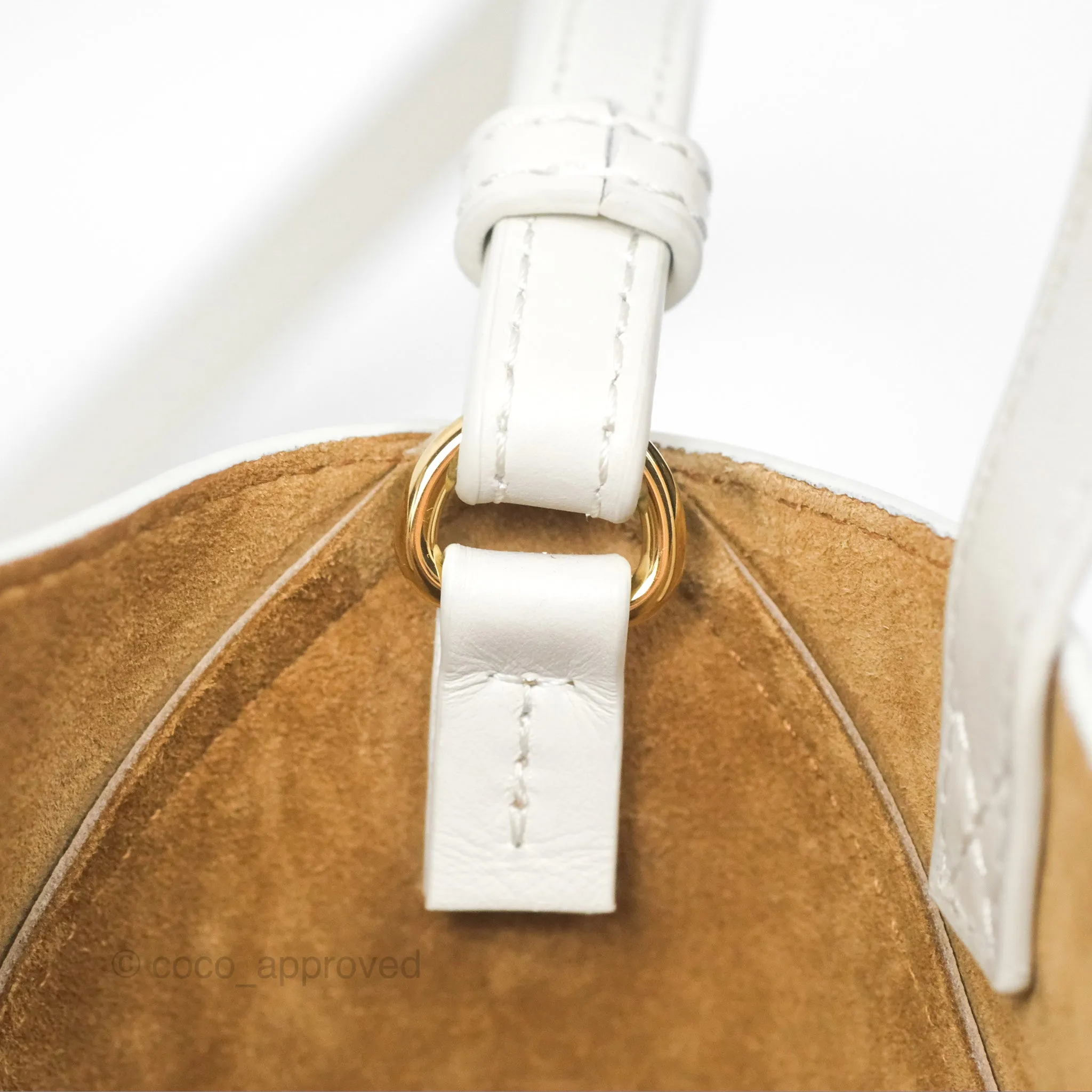 Loewe Mini Puzzle Fold Tote In Shiny Calfskin Soft White/ Paper Craft