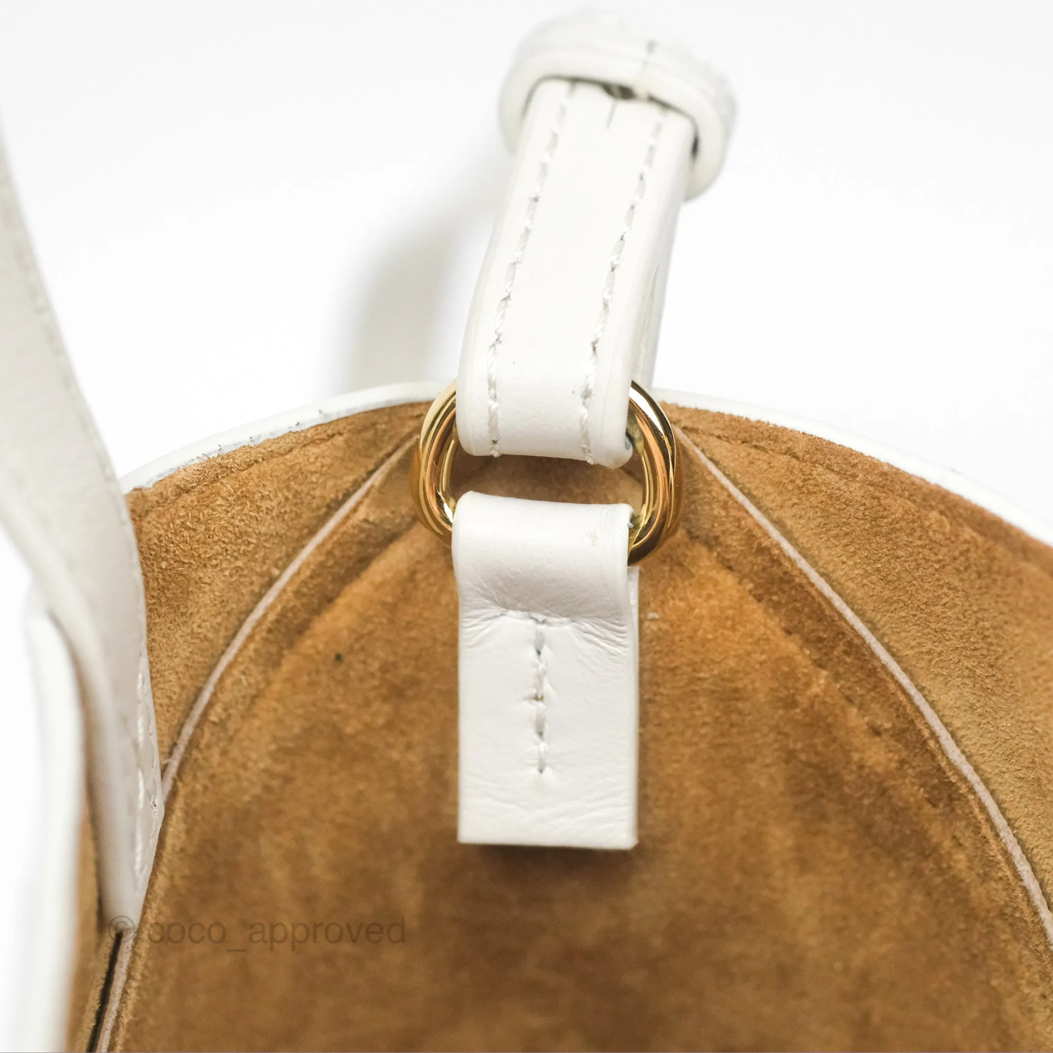 Loewe Mini Puzzle Fold Tote In Shiny Calfskin Soft White/ Paper Craft