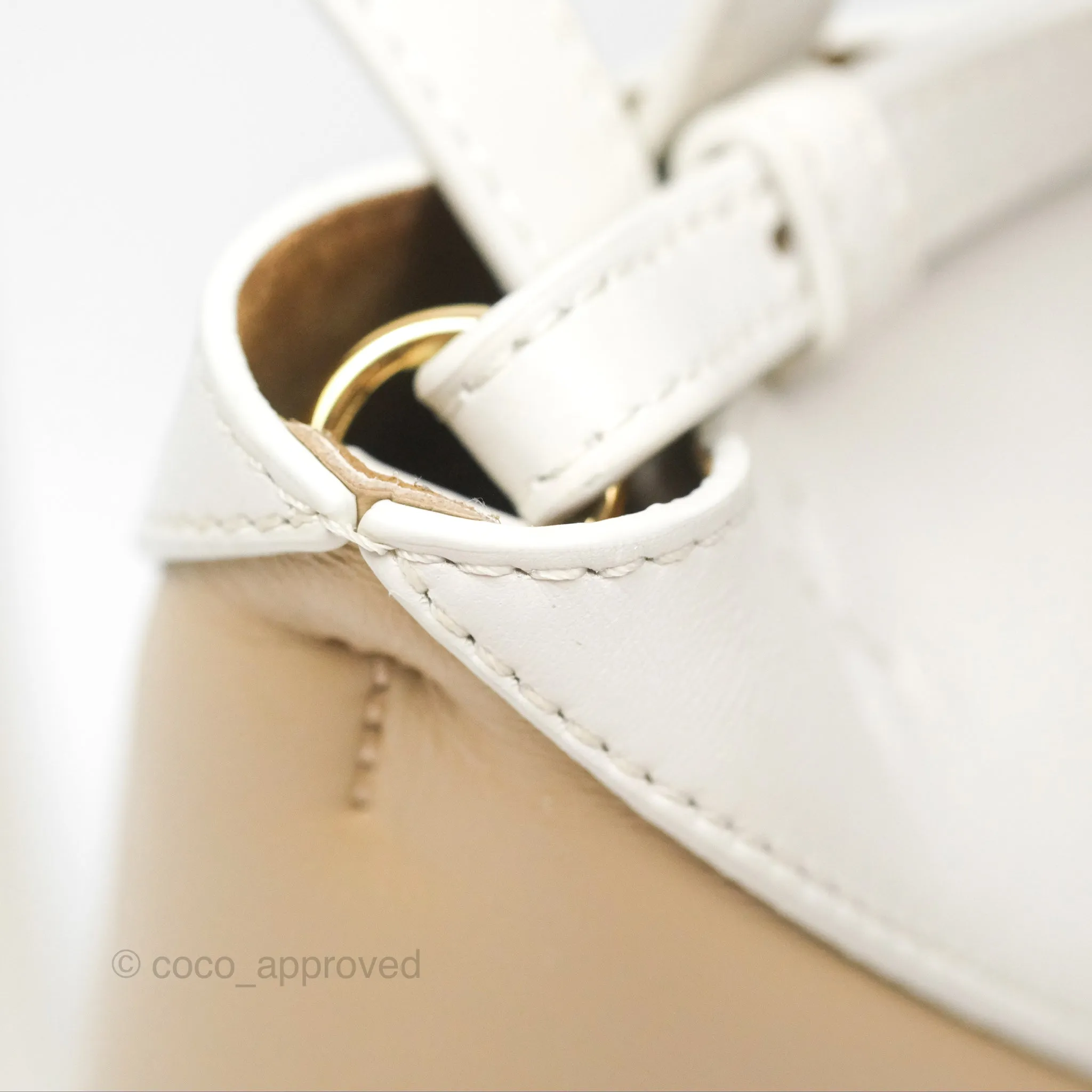 Loewe Mini Puzzle Fold Tote In Shiny Calfskin Soft White/ Paper Craft