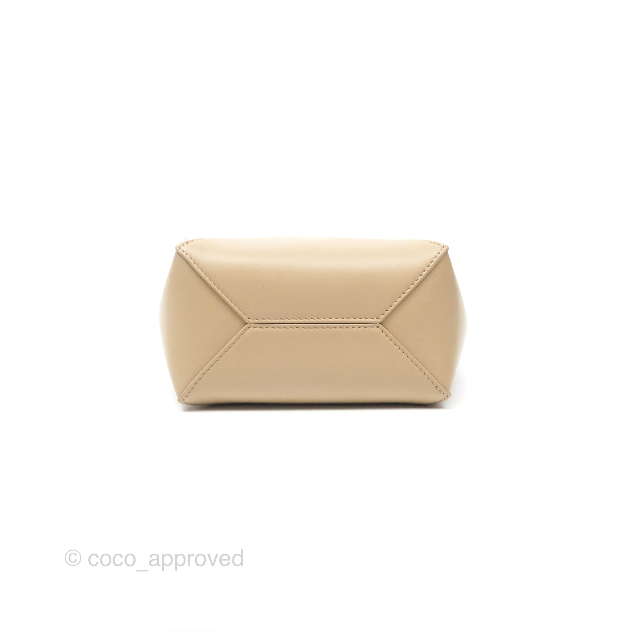 Loewe Mini Puzzle Fold Tote In Shiny Calfskin Soft White/ Paper Craft