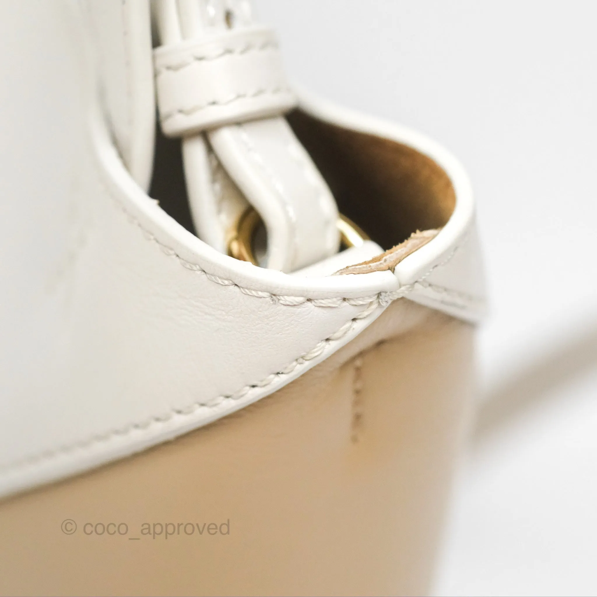 Loewe Mini Puzzle Fold Tote In Shiny Calfskin Soft White/ Paper Craft
