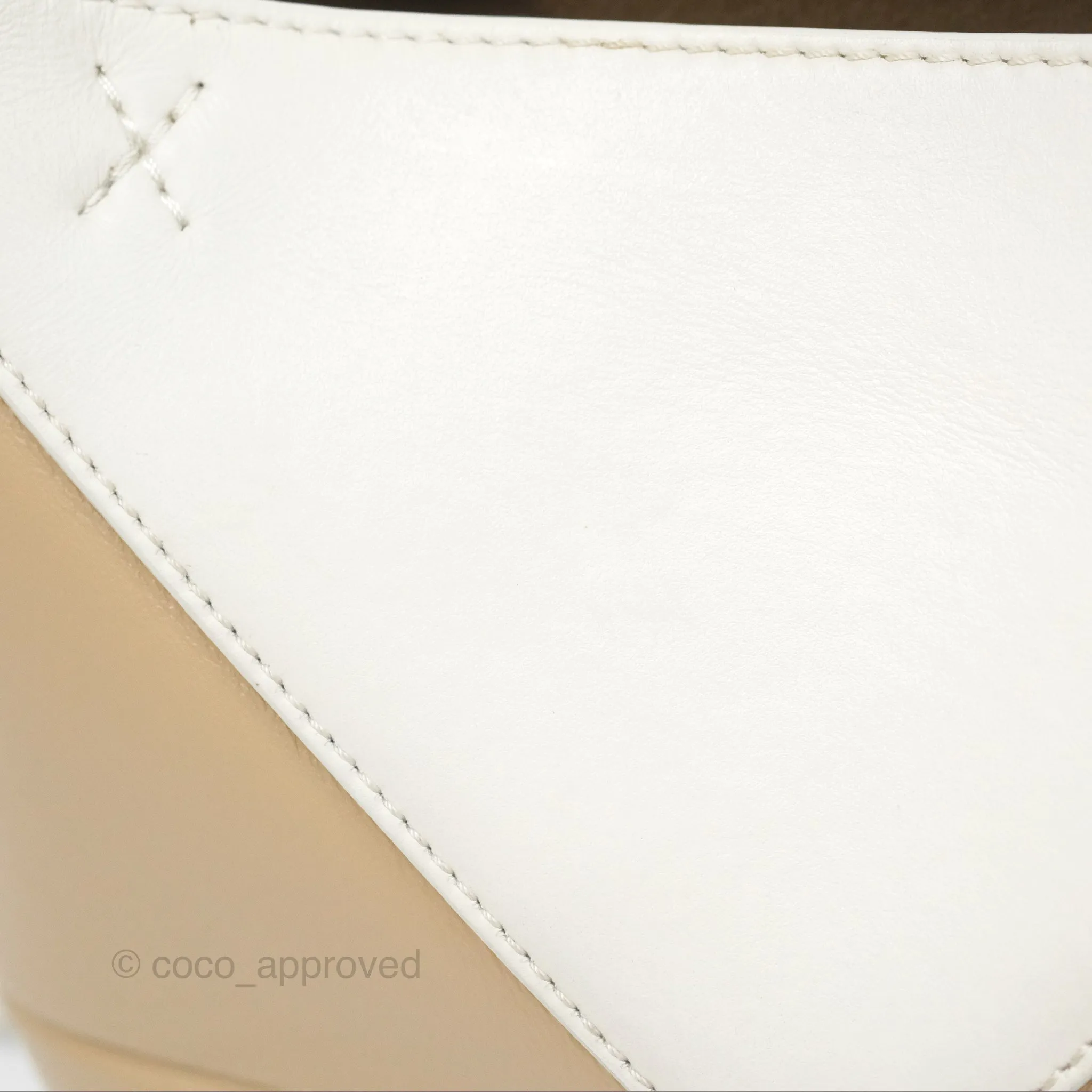 Loewe Mini Puzzle Fold Tote In Shiny Calfskin Soft White/ Paper Craft