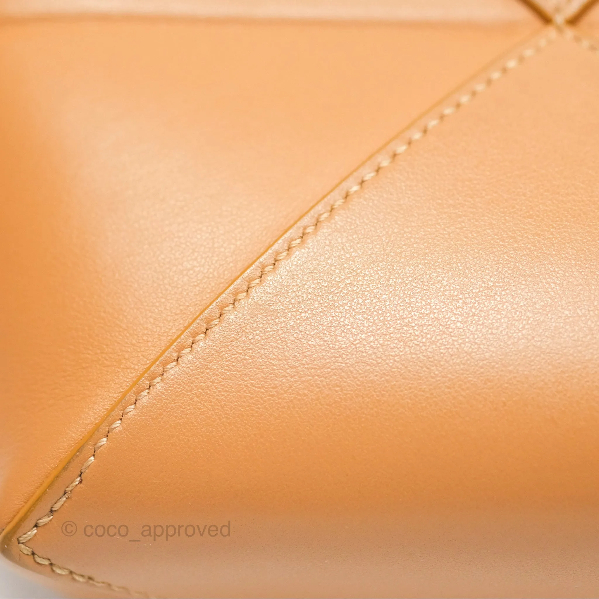 Loewe Mini Puzzle Fold Tote In Shiny Calfskin Warm Desert