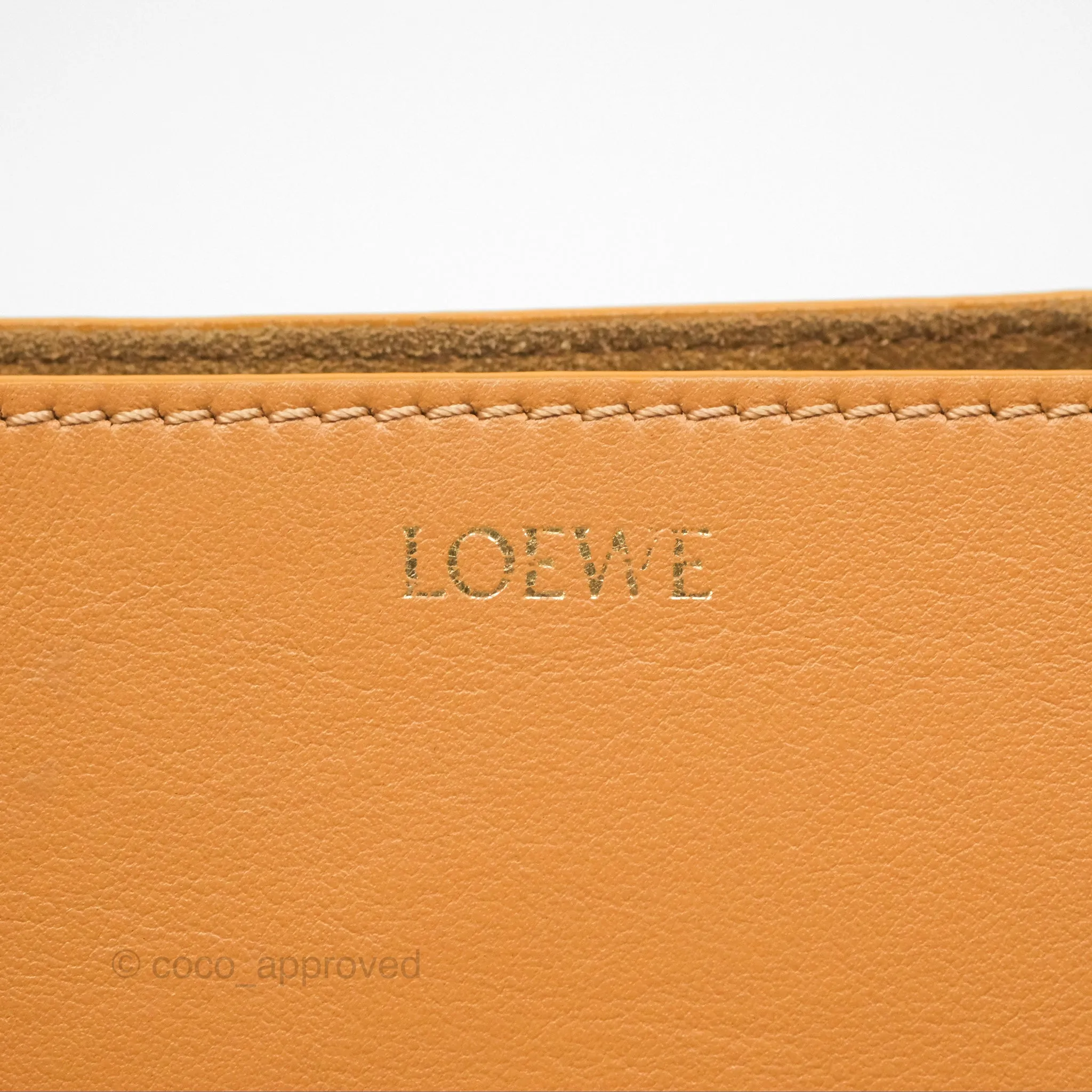 Loewe Mini Puzzle Fold Tote In Shiny Calfskin Warm Desert