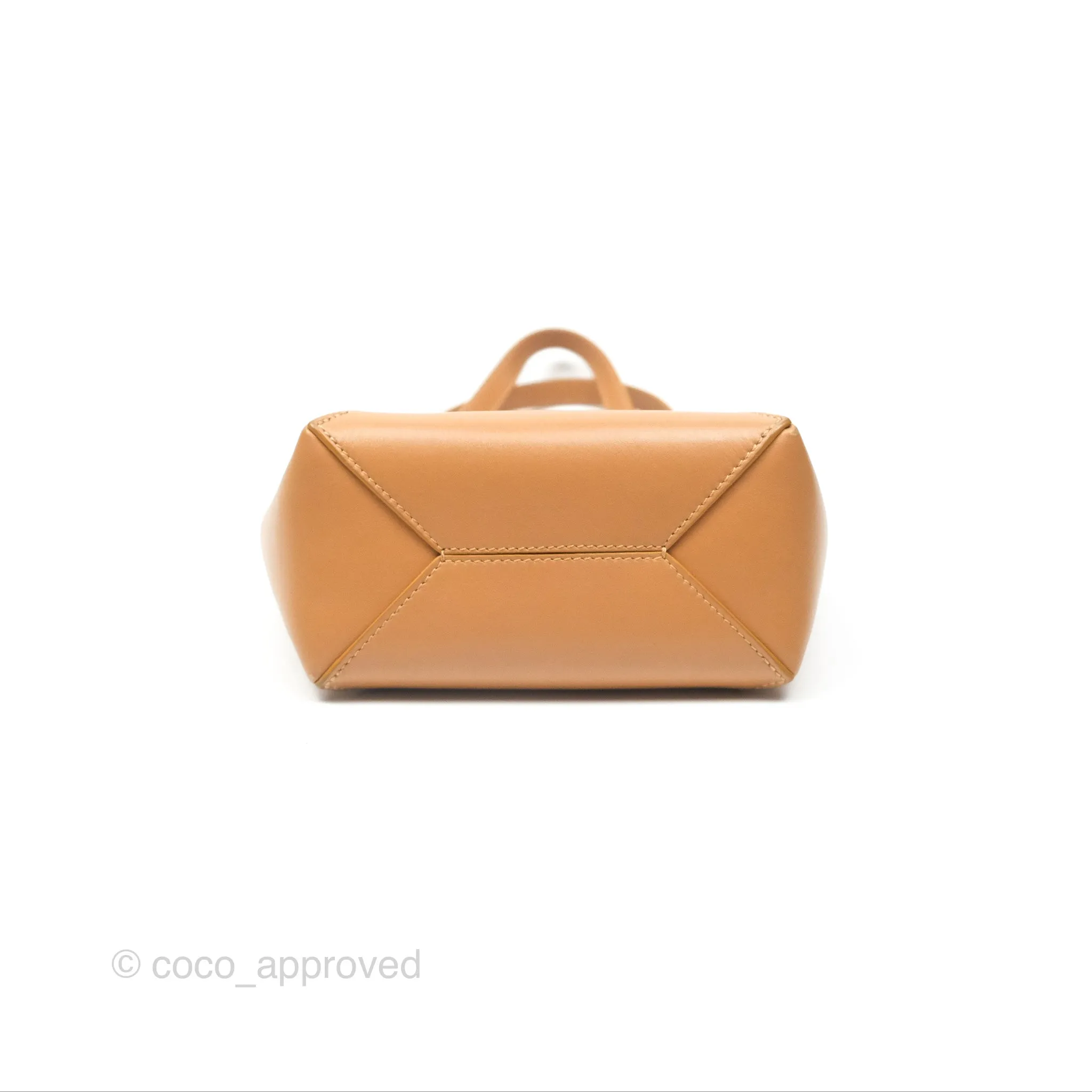 Loewe Mini Puzzle Fold Tote In Shiny Calfskin Warm Desert