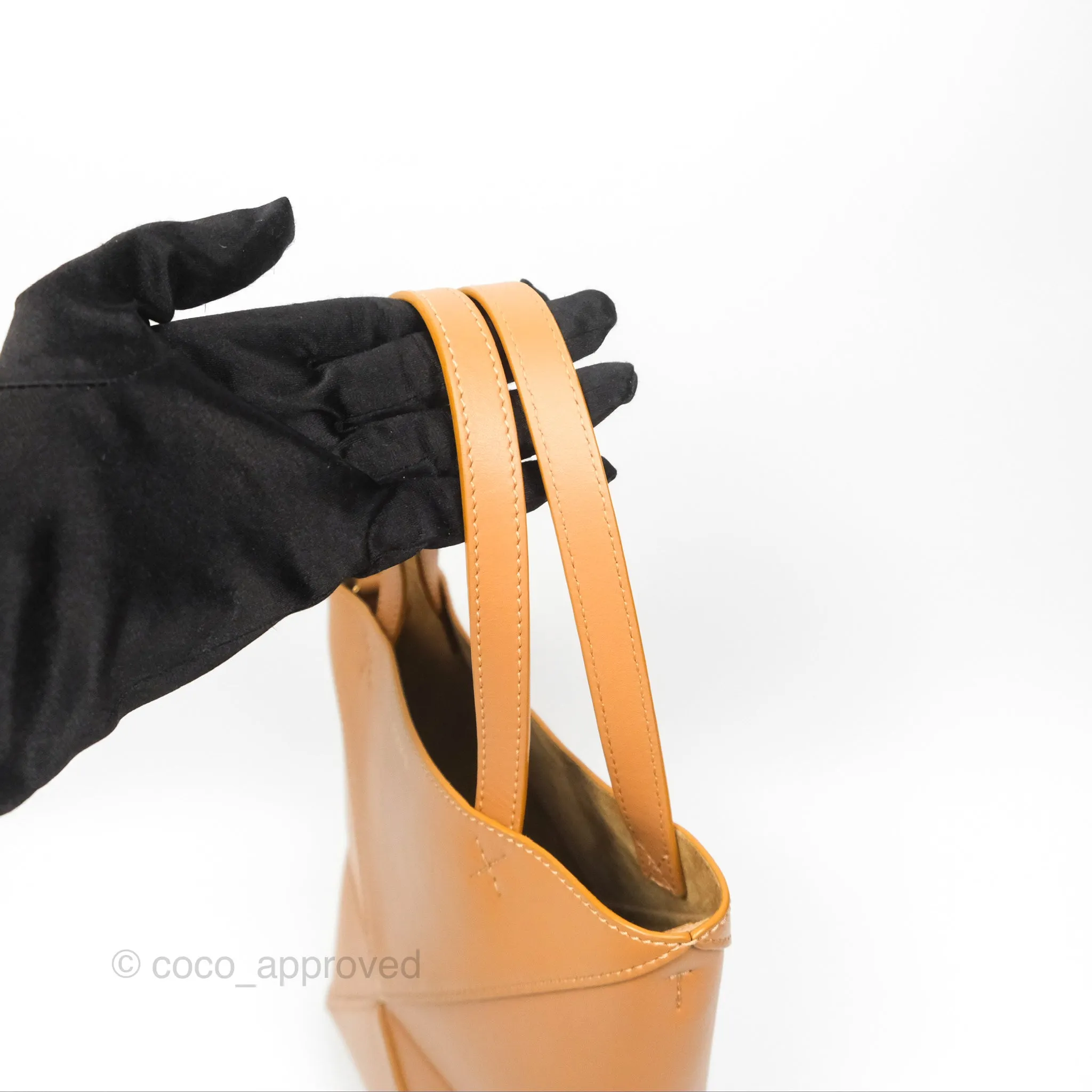 Loewe Mini Puzzle Fold Tote In Shiny Calfskin Warm Desert