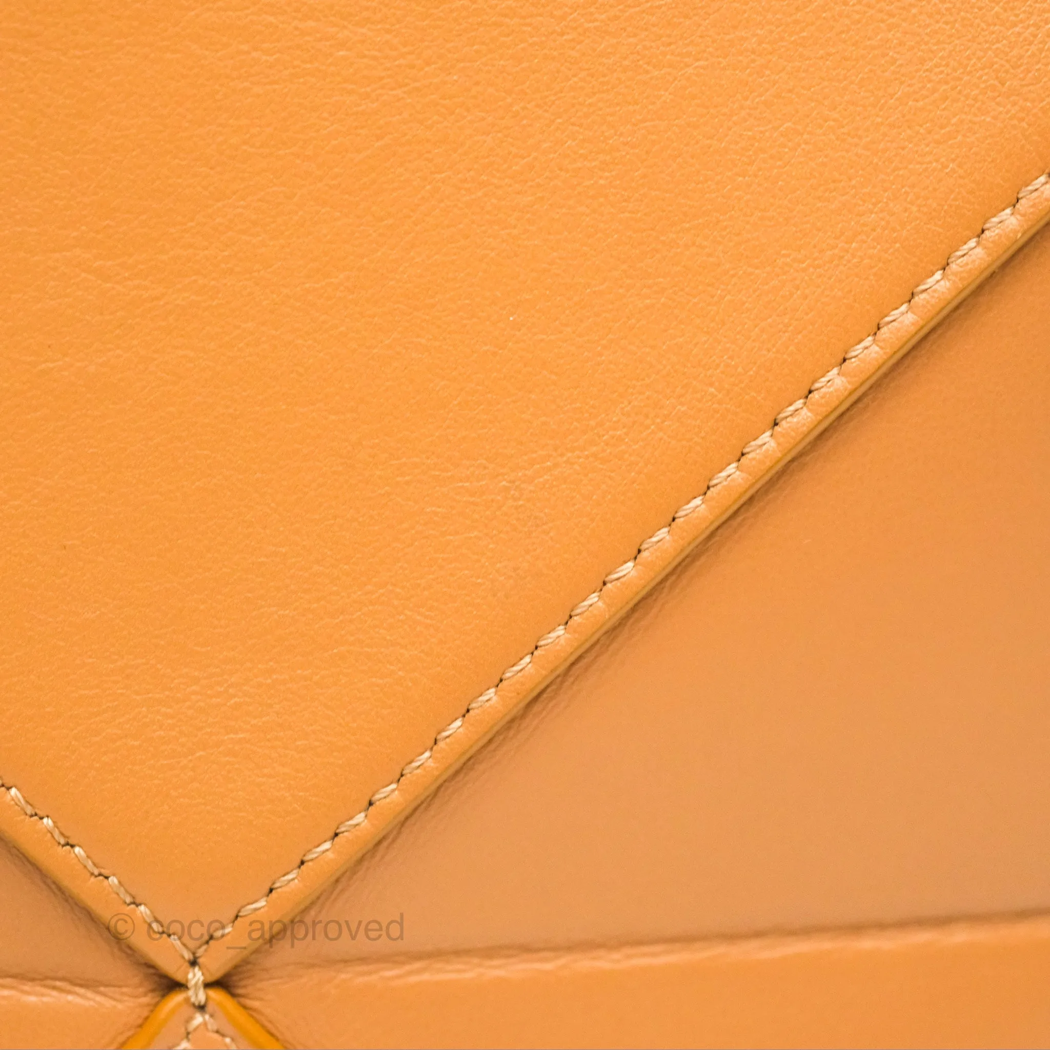 Loewe Mini Puzzle Fold Tote In Shiny Calfskin Warm Desert
